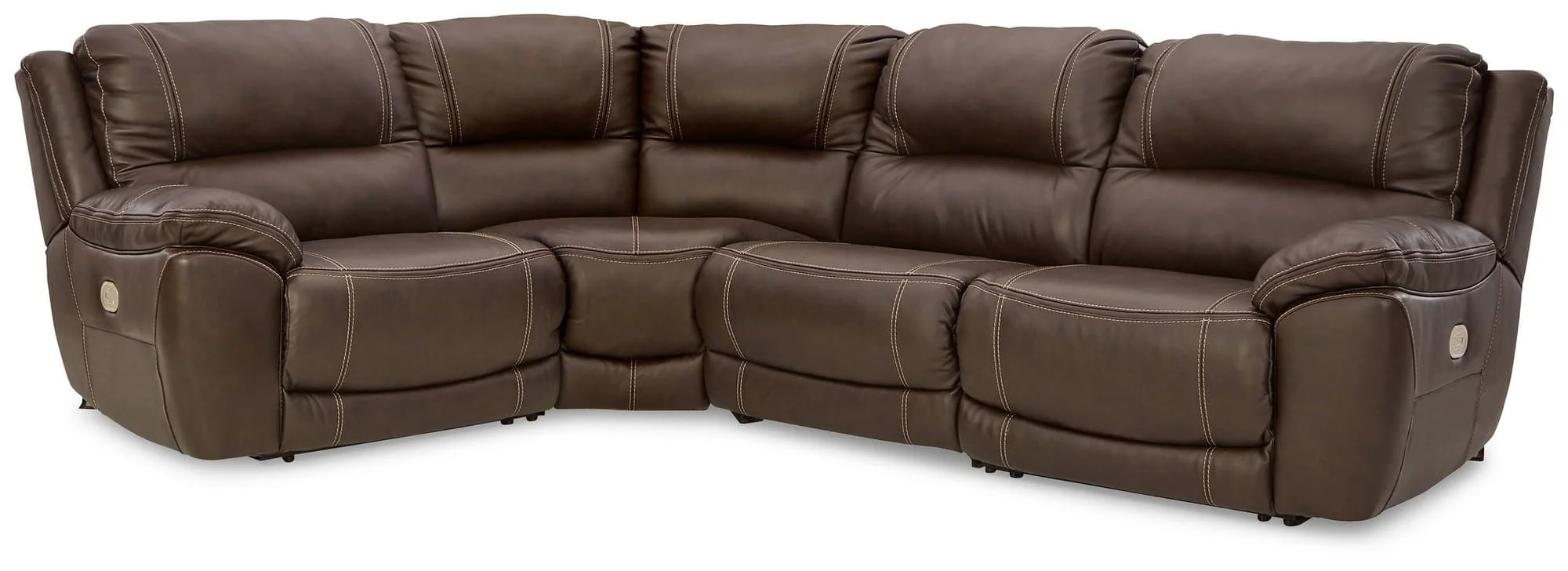 Dunleith Chocolate 4-Piece Power Reclining Sectional - Image 1