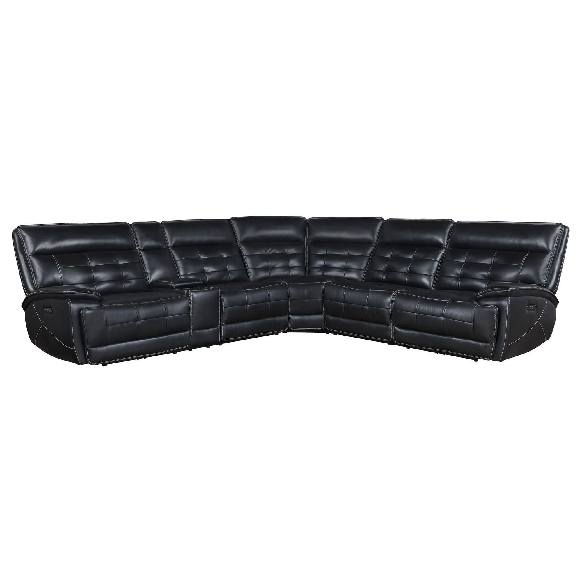 Hewitt Leather Upholstered Power Reclining Sectional Black - Image 1