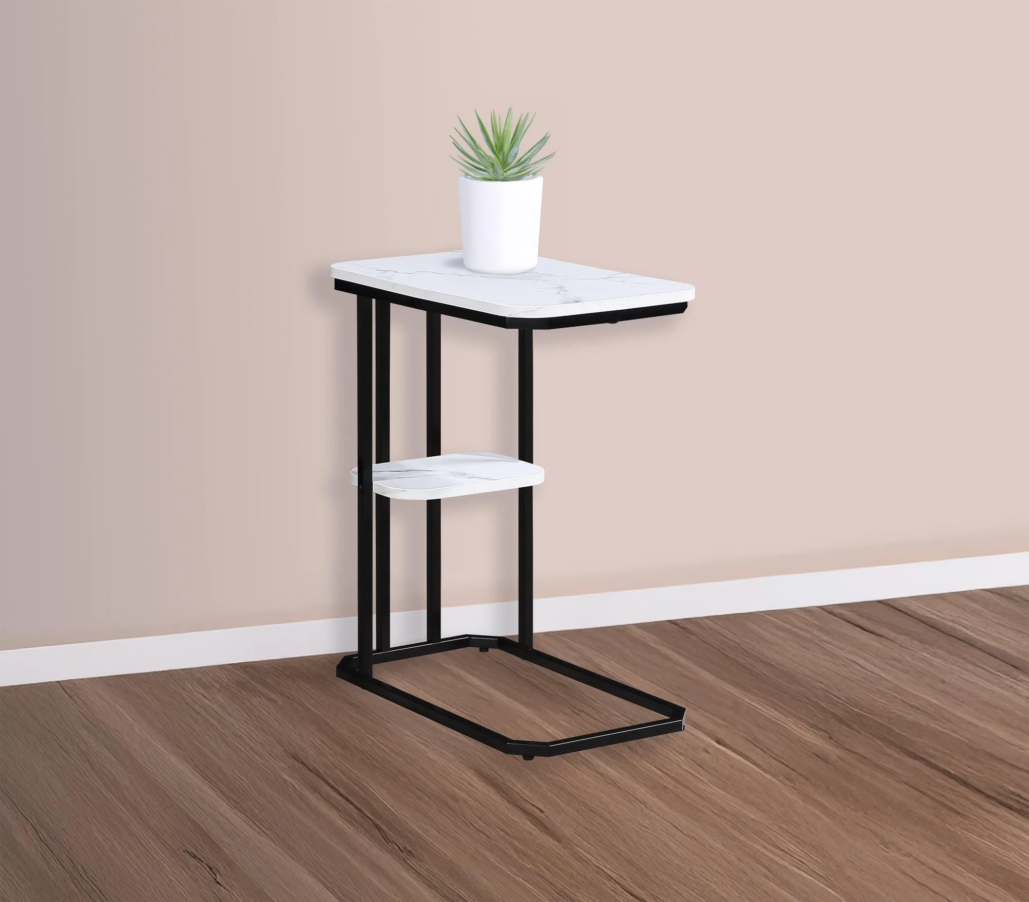 Ida Black White Faux Marble Side Table - Image 1