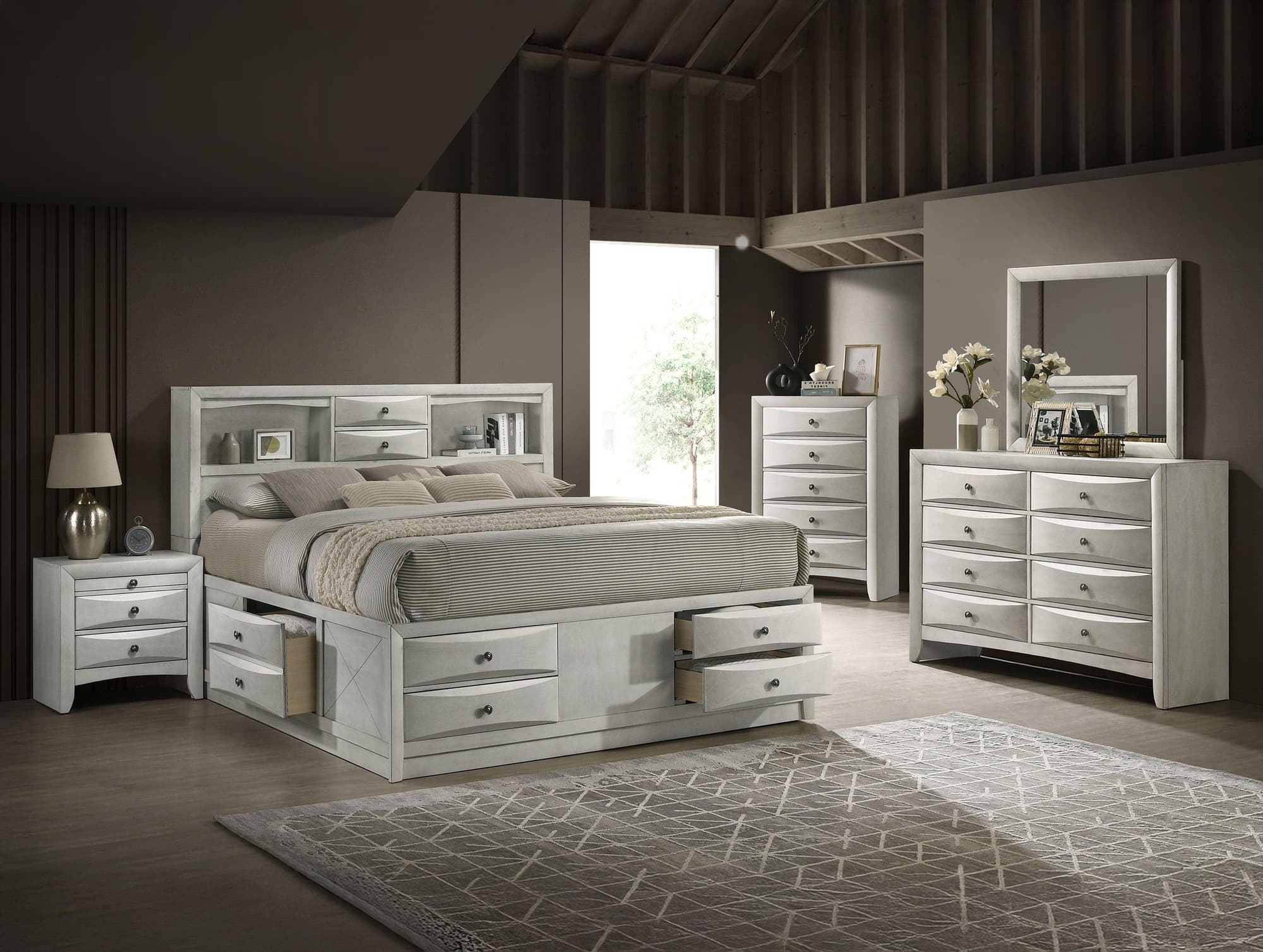 Emily White Storage Platform Bedroom Set - Image 1