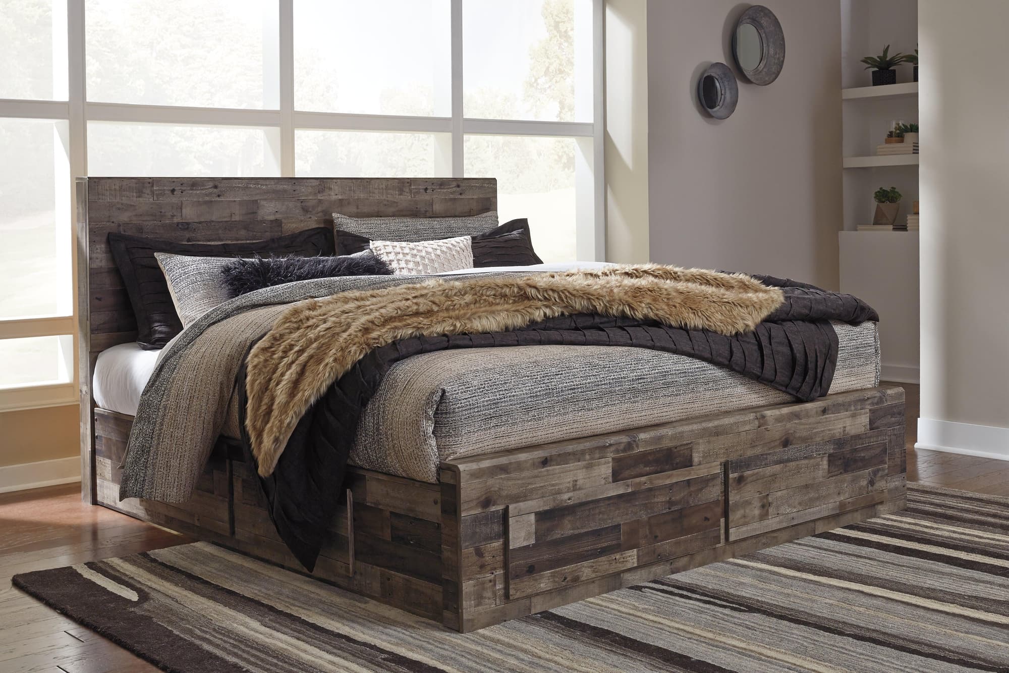 Derekson Multi Gray King Panel Bed With 6 Storage Drawers - Image 1