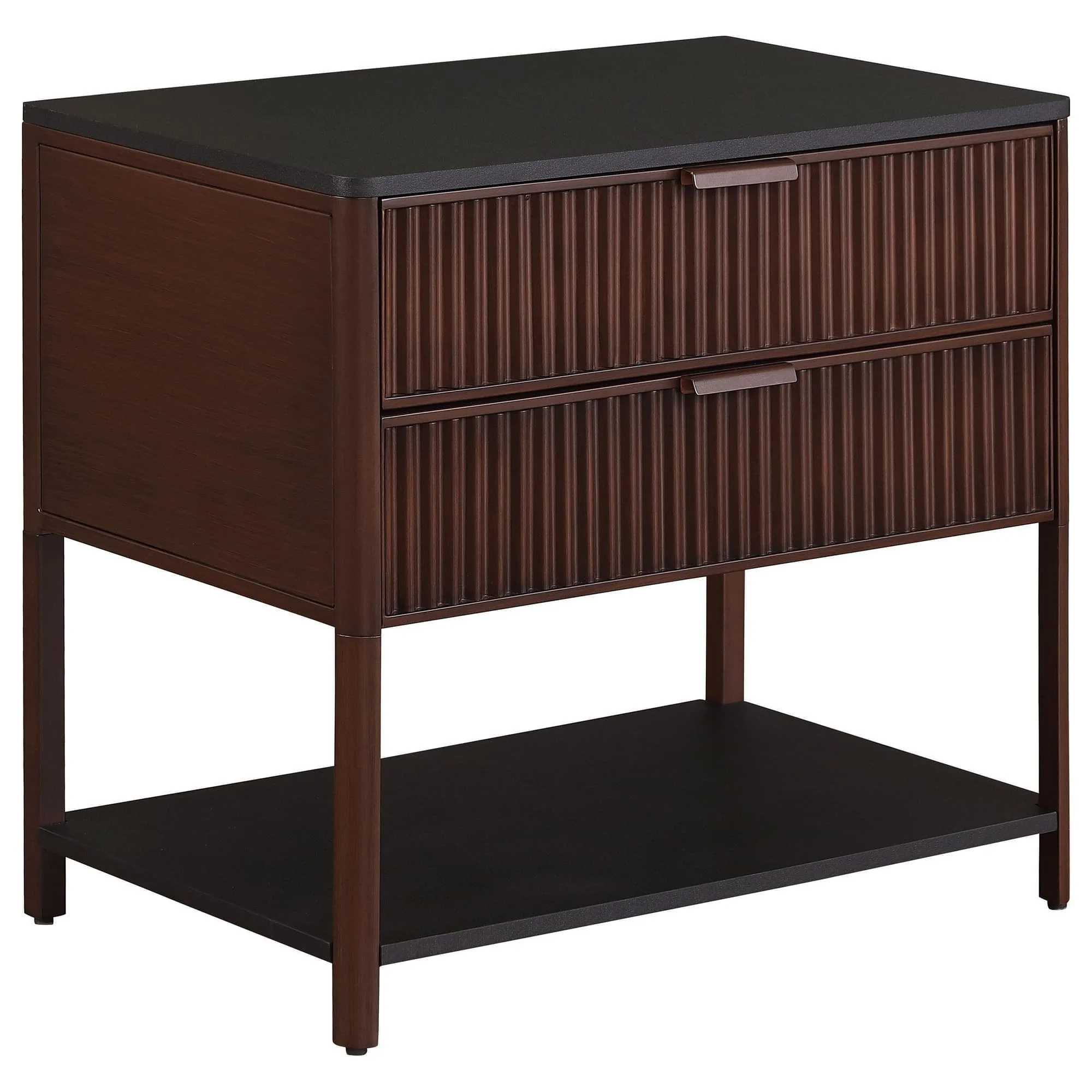Zimmerlee 2-drawer Side Table with Shelf Rust Brown - Image 1