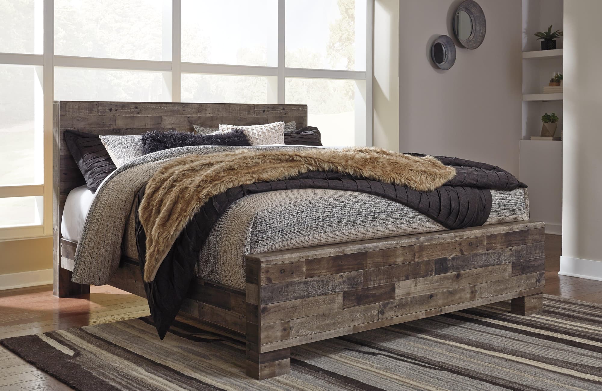 Derekson Multi Gray King Panel Bed - Image 1