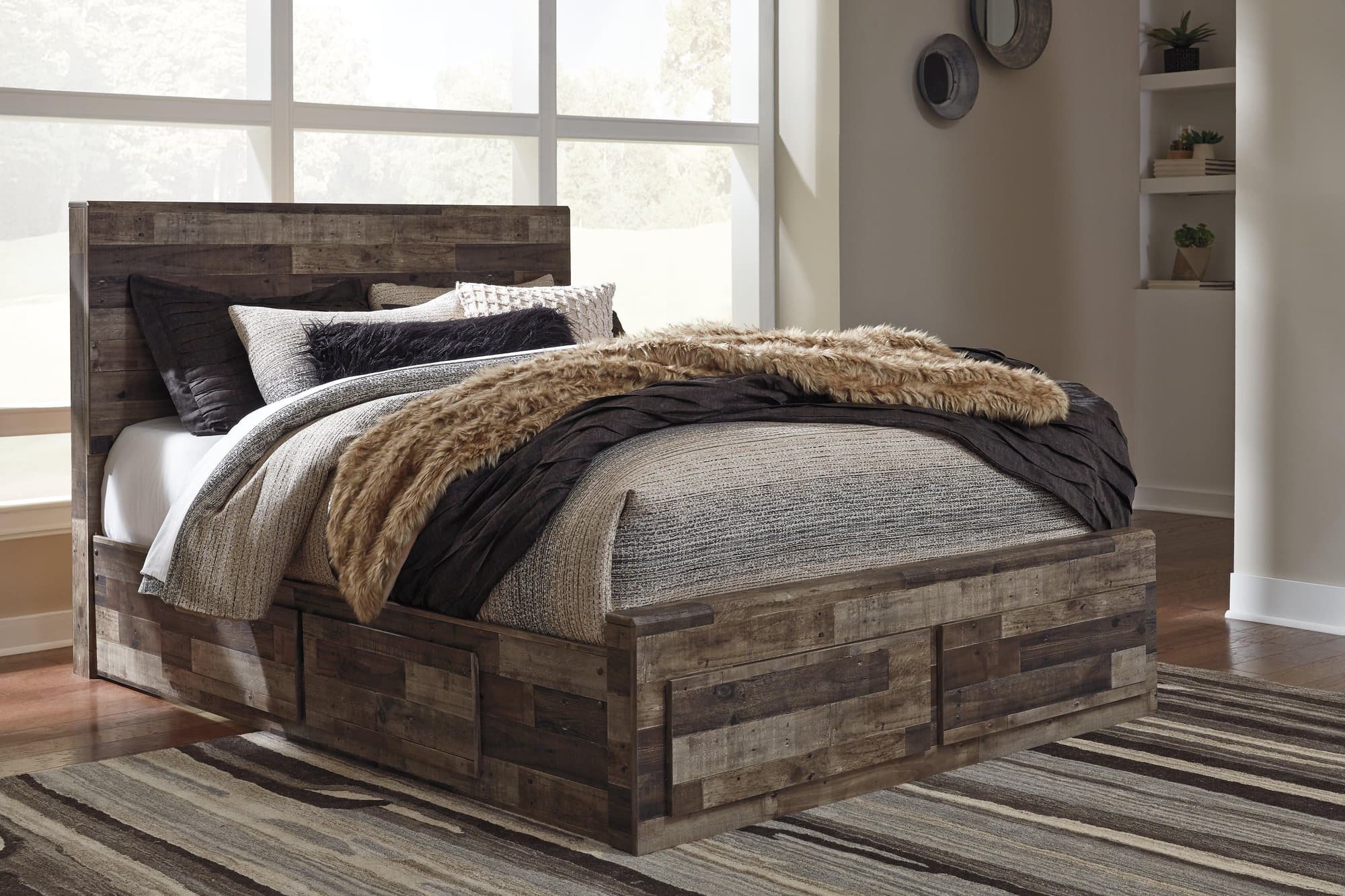 Derekson Multi Gray Queen Panel Bed With 6 Storage Drawers - Image 1