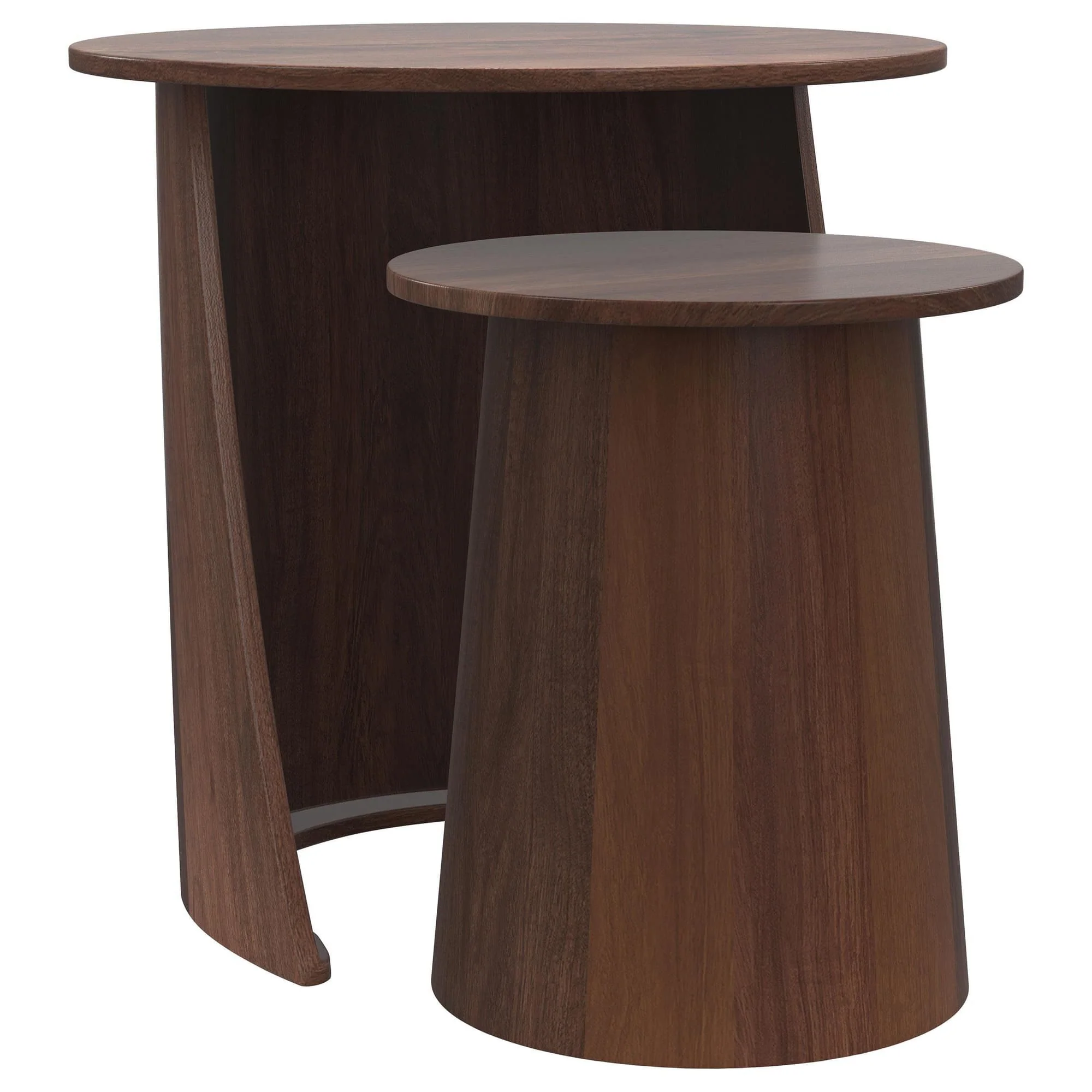 Yency 2-piece Round Mango Wood Nesting Table Set Dark Brown - Image 1