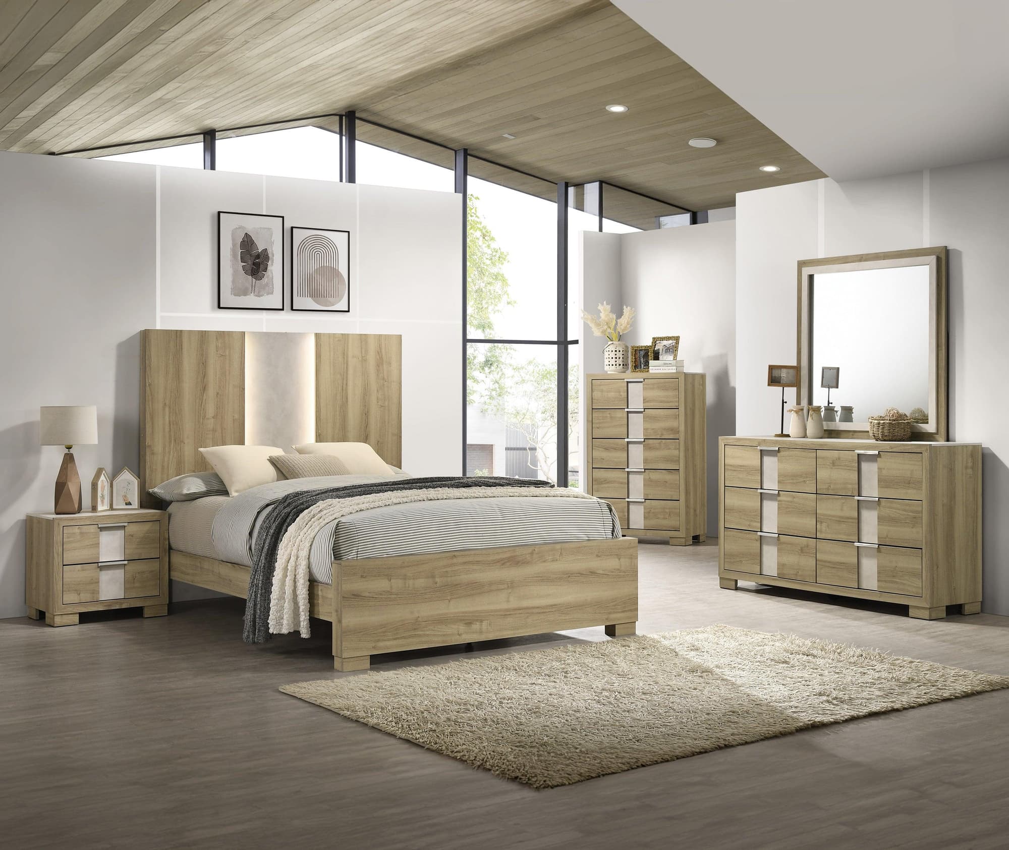 Rangley Driftwood LED Panel King Bed - Image 1