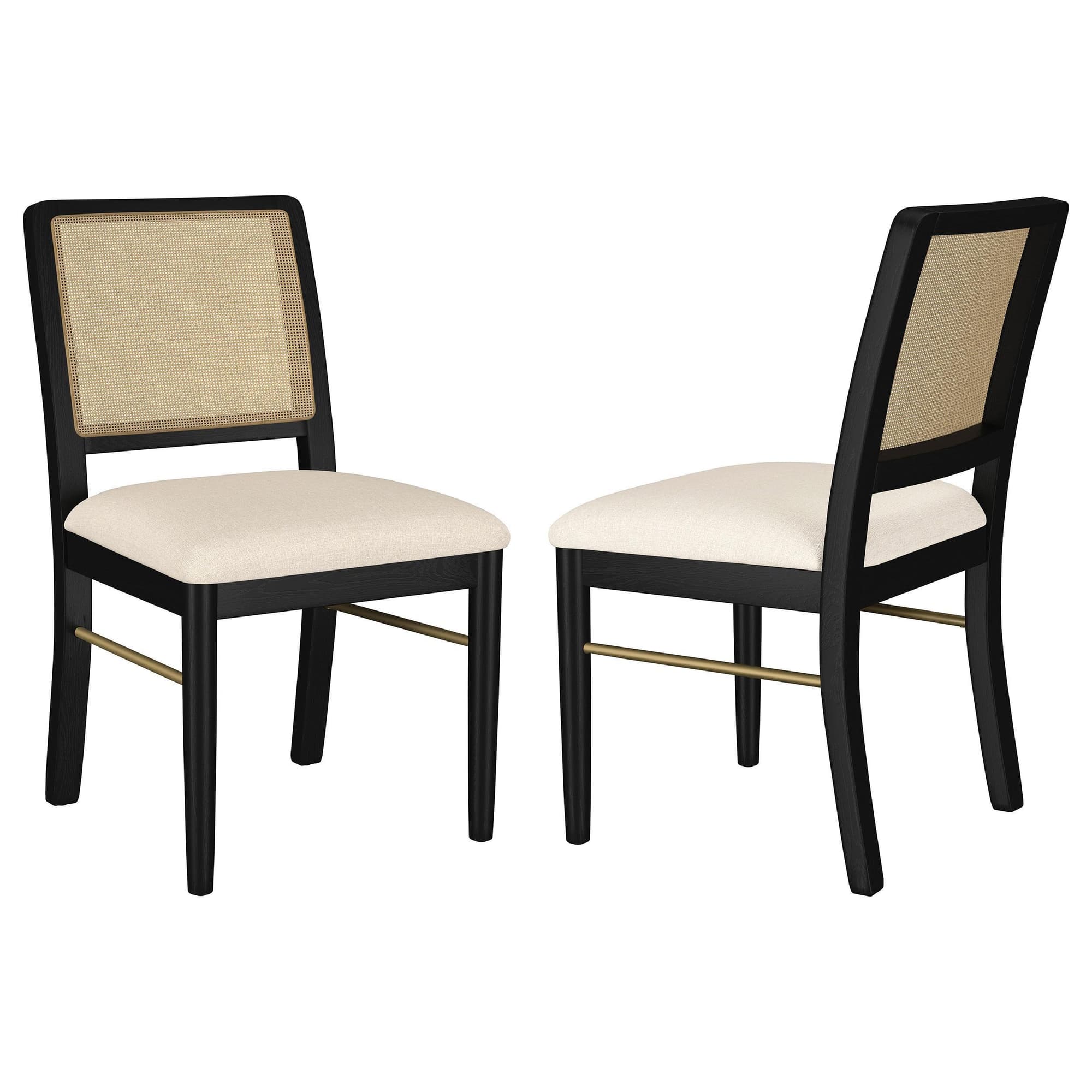 Arini Rattan Cane Dining Side Chair Black (Set of 2) - Image 1
