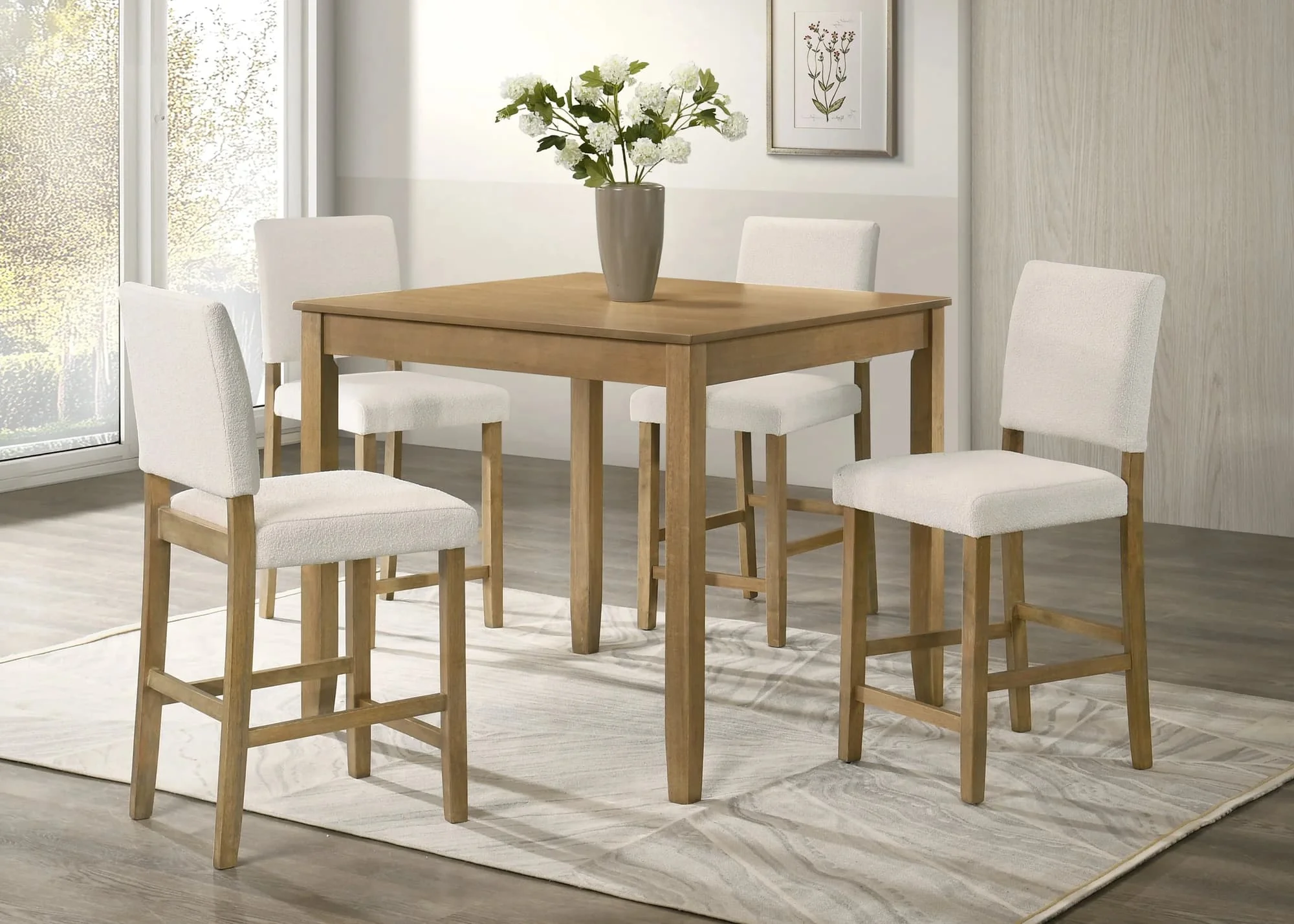 Winner Light Brown Pub Table + 4 Chairs - Image 1