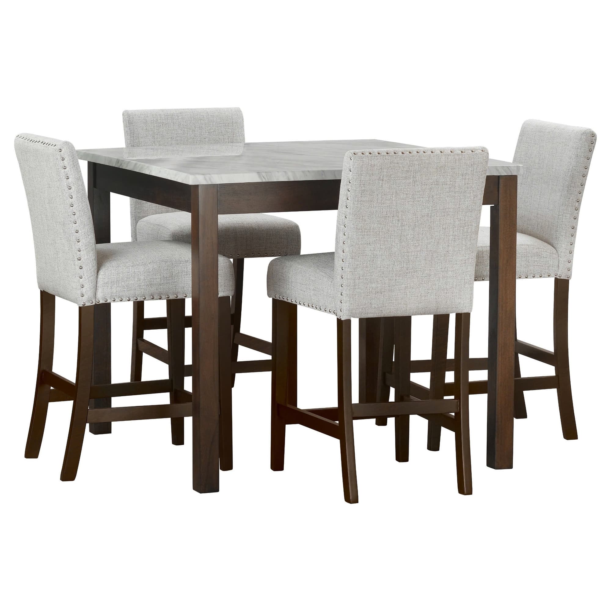 Dior Light Gray Pub Table + 4 Chair Set - Image 1
