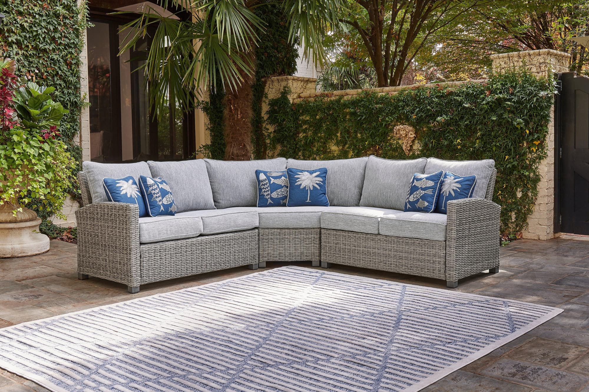 Naples Beach Light Gray 3-Piece Outdoor Sectional - Image 1