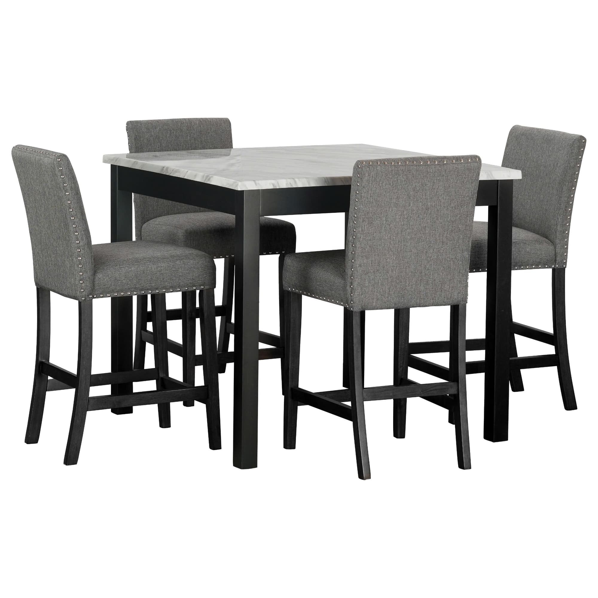 Dior Gray Pub Table + 4 Chair Set - Image 1