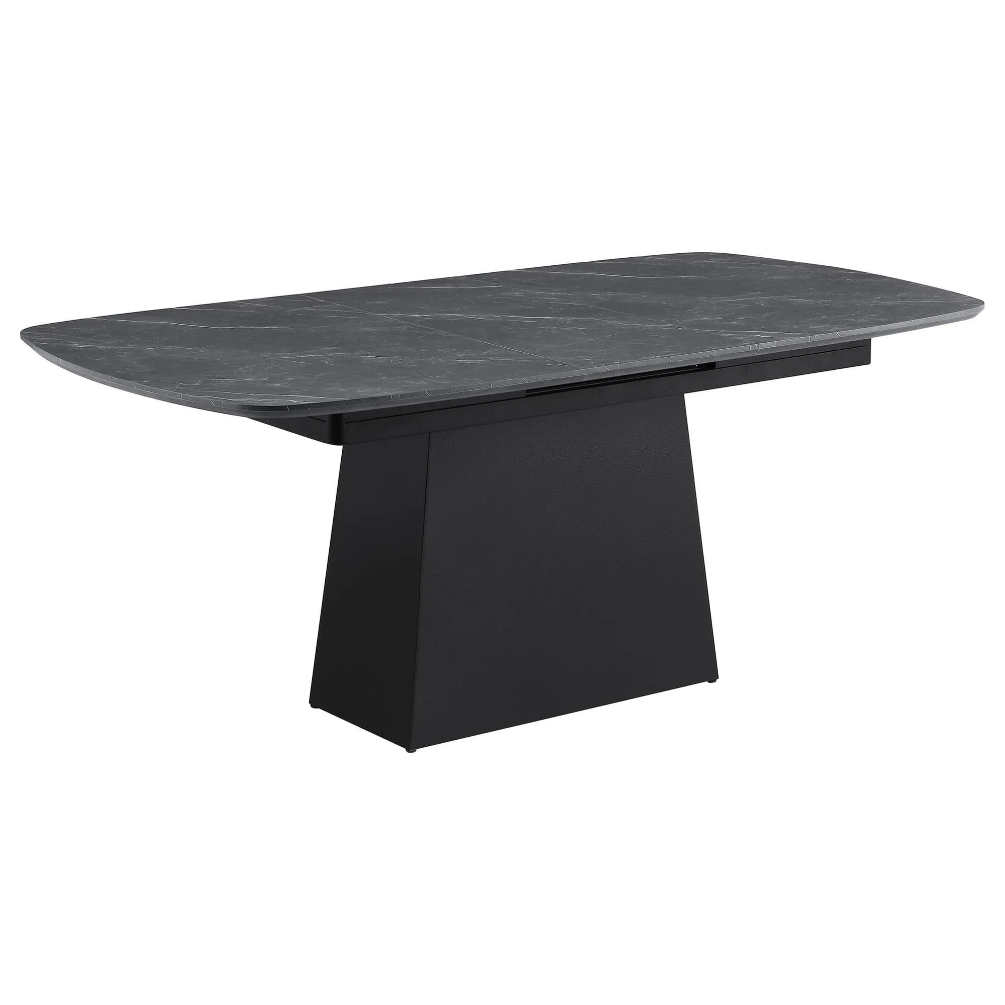 Potero 73-inch Faux Marble Extension Leaf Dining Table Black - Image 1