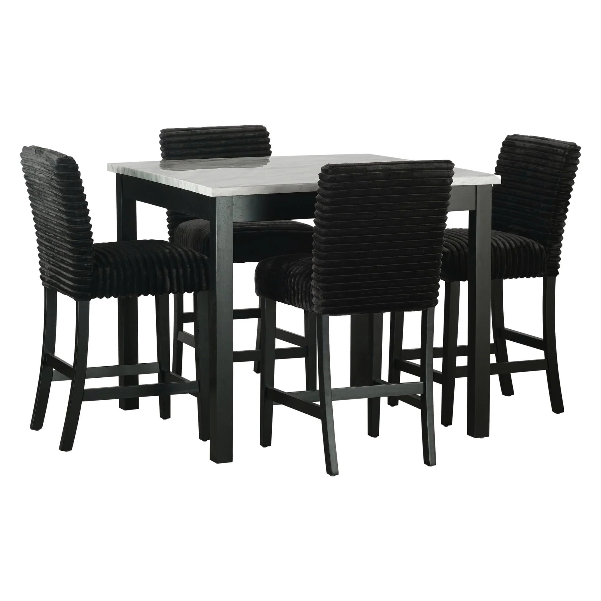 Dior Black Pub Table + 4 Chair Set - Image 1