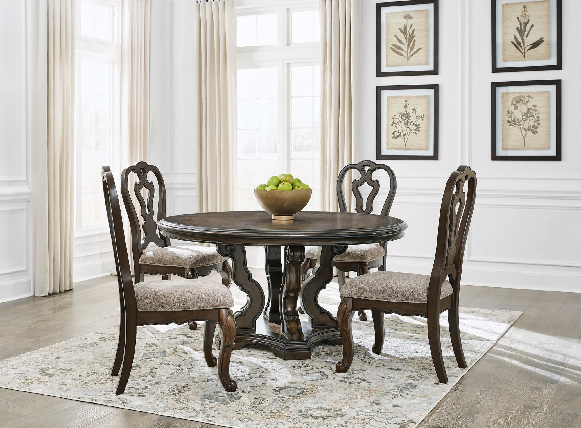 Dunkan Dark Cherry Table + 4 Chair Set - Image 1