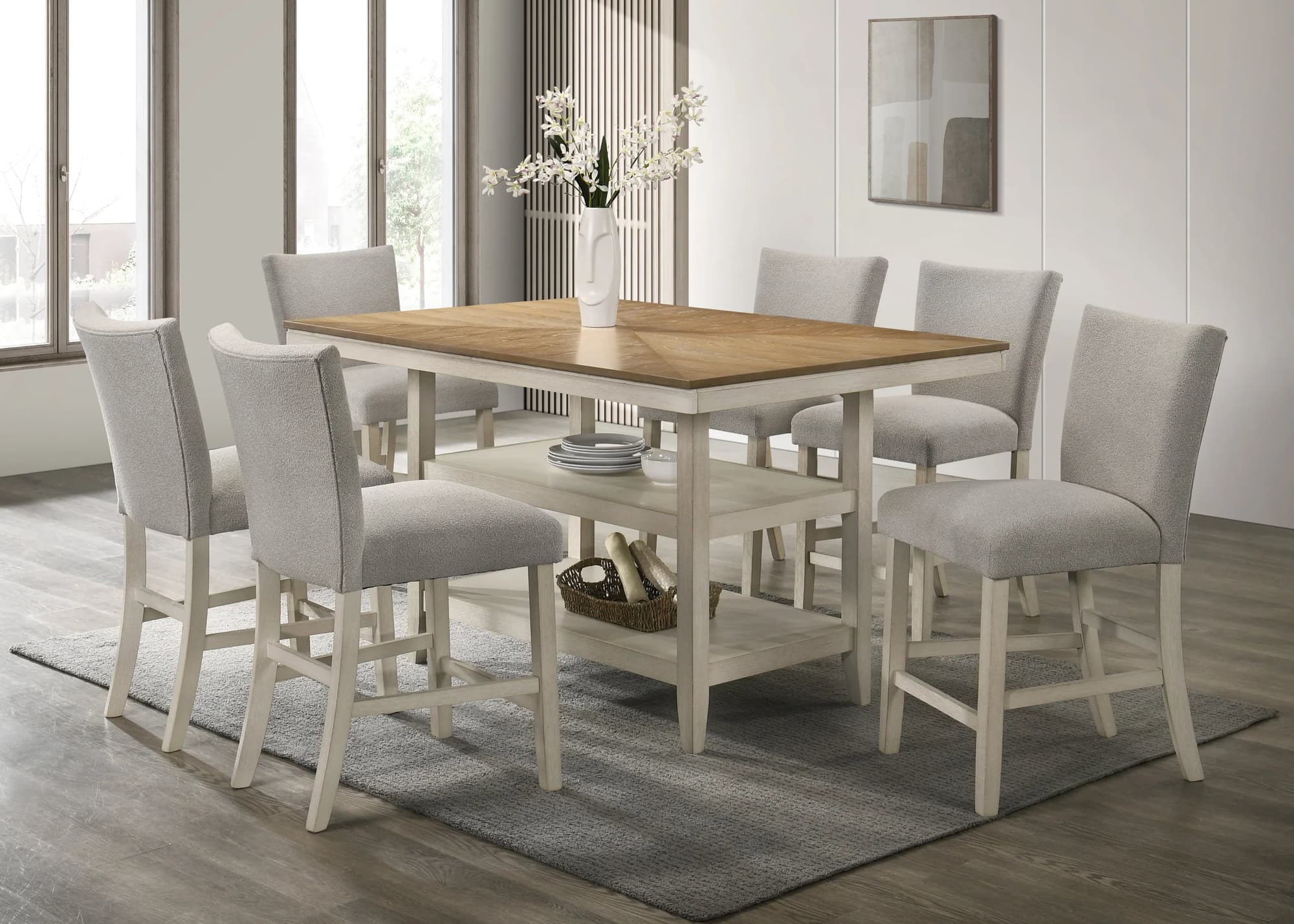Marton Light Gray Counter Height Table & 6 Chairs - Image 1