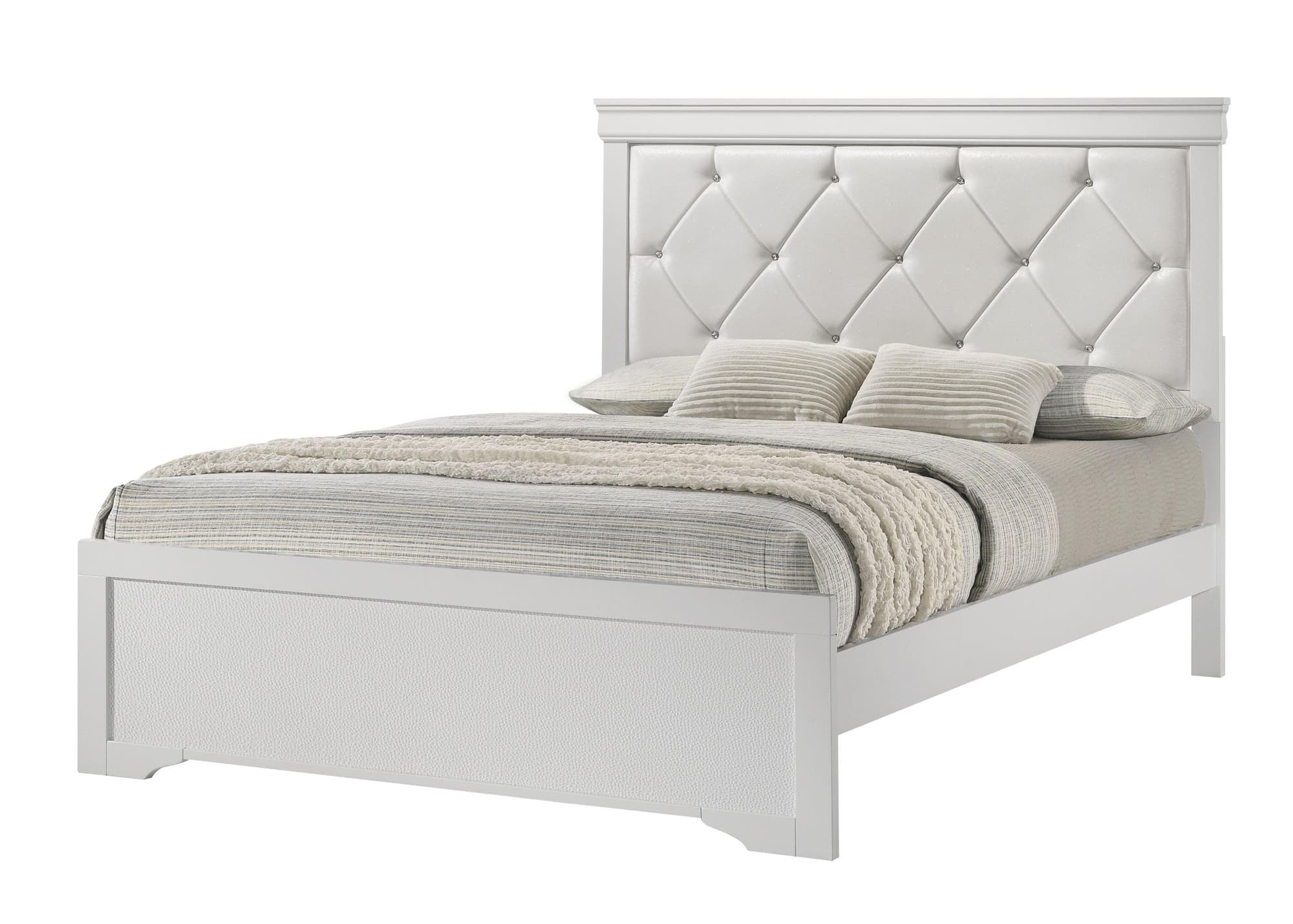 Amalia White Upholstered Tufted Panel Twin Bed