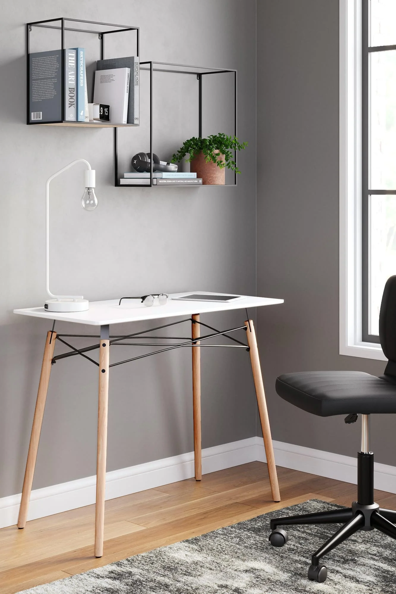 Jaspeni White Natural Home Office Desk - Image 1