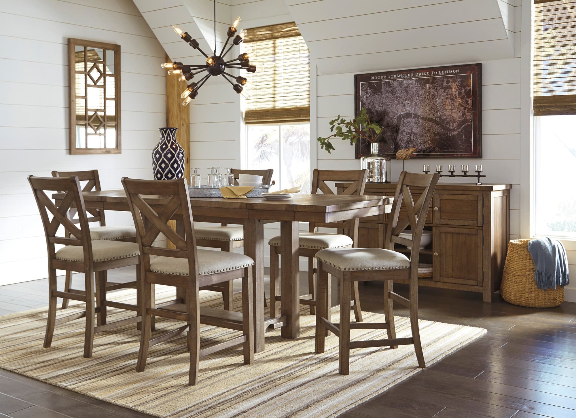 Desi Brown Counter Height Table + 6 Chairs Set - Image 1