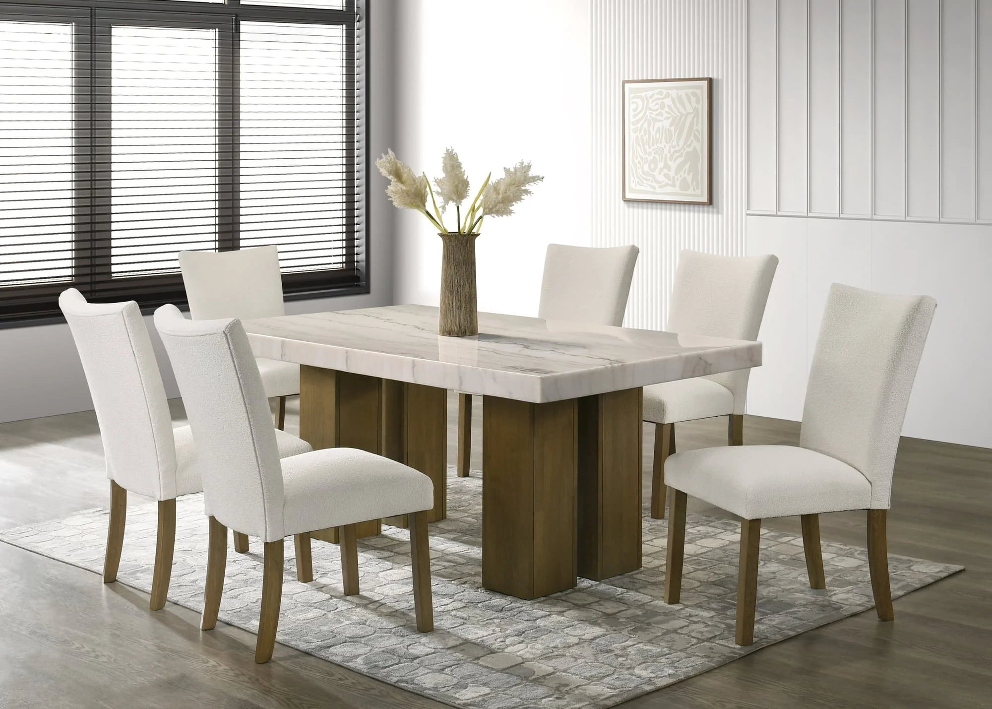Capri Genuine Marble Table + 6 Chairs - Image 1