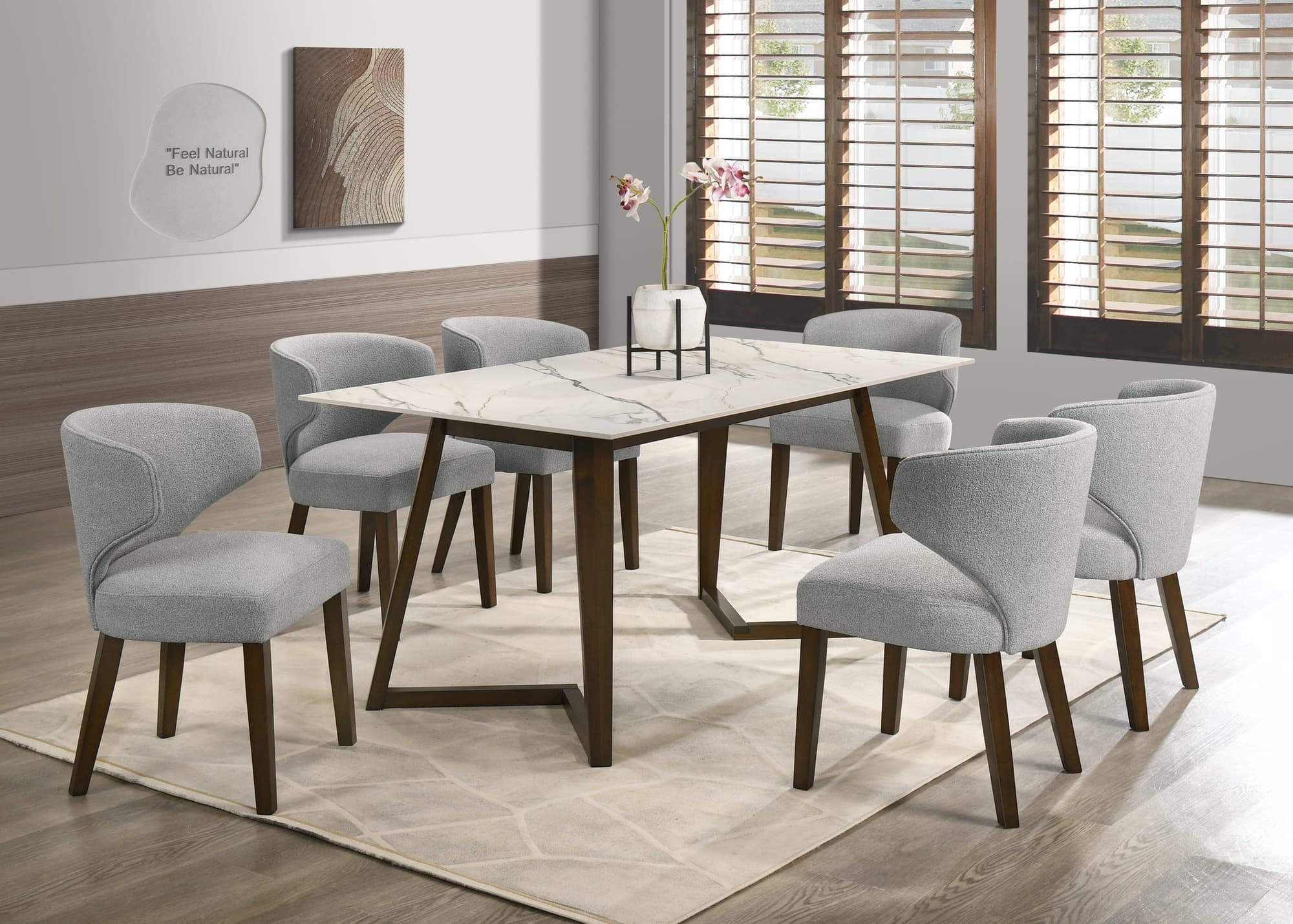 Cava Gray Dining Table + 6 Chair Set - Image 1