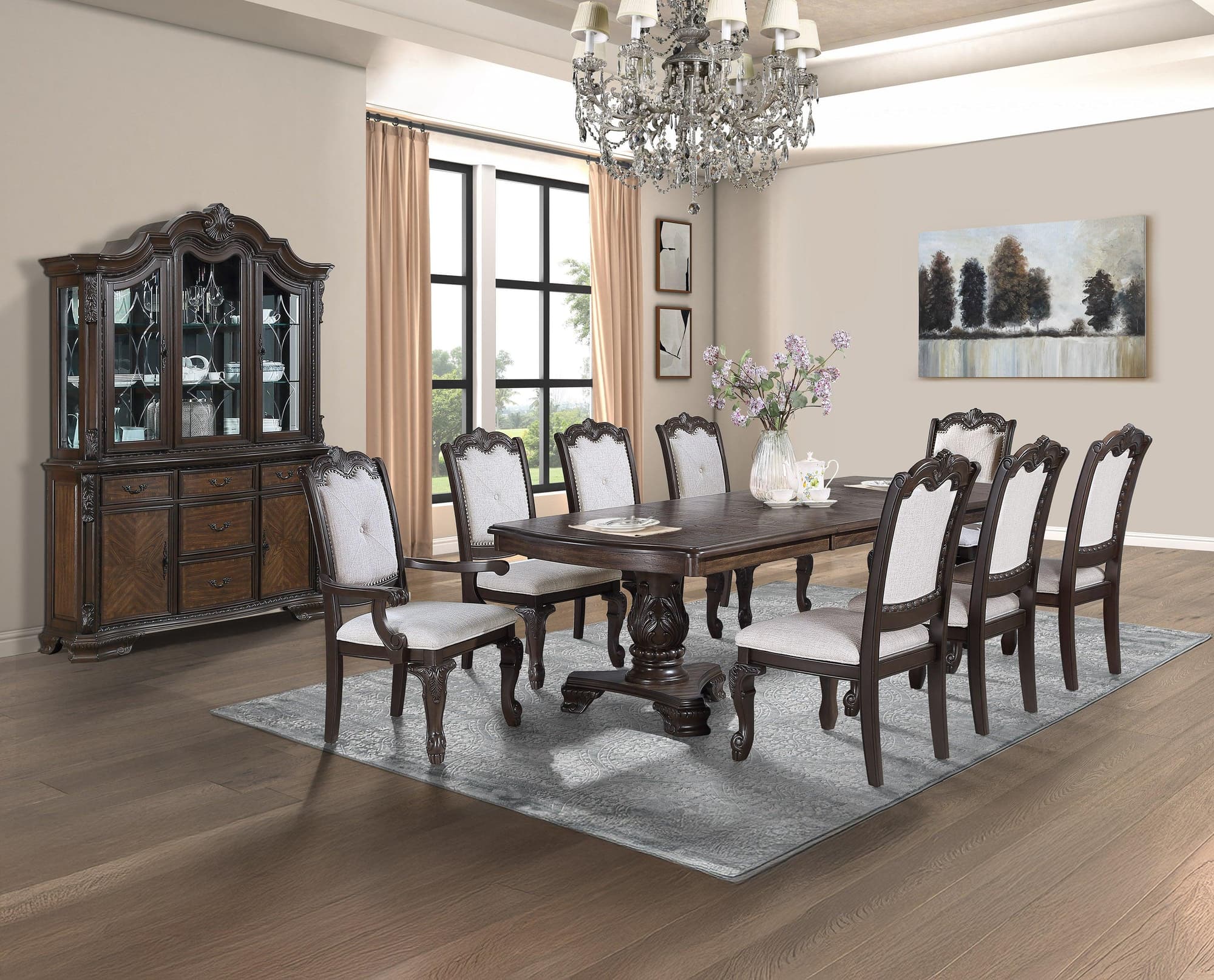 Kiera Coffee Brown Extendable Dining Room Set - Image 1