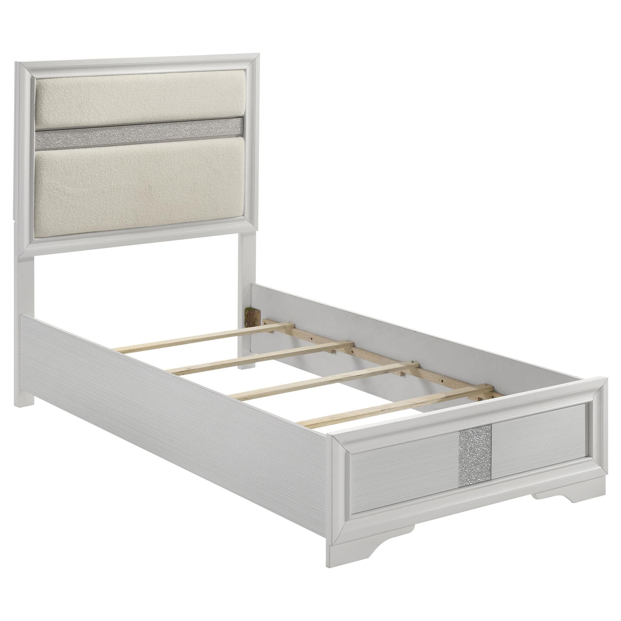 Miranda 54-inch Upholstered Twin Panel Bed White - Image 1