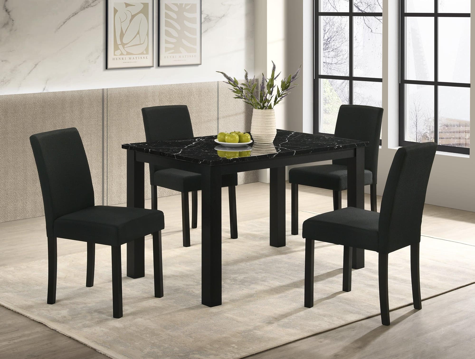 Resia Black Rectangular Dining Room Set - Image 1