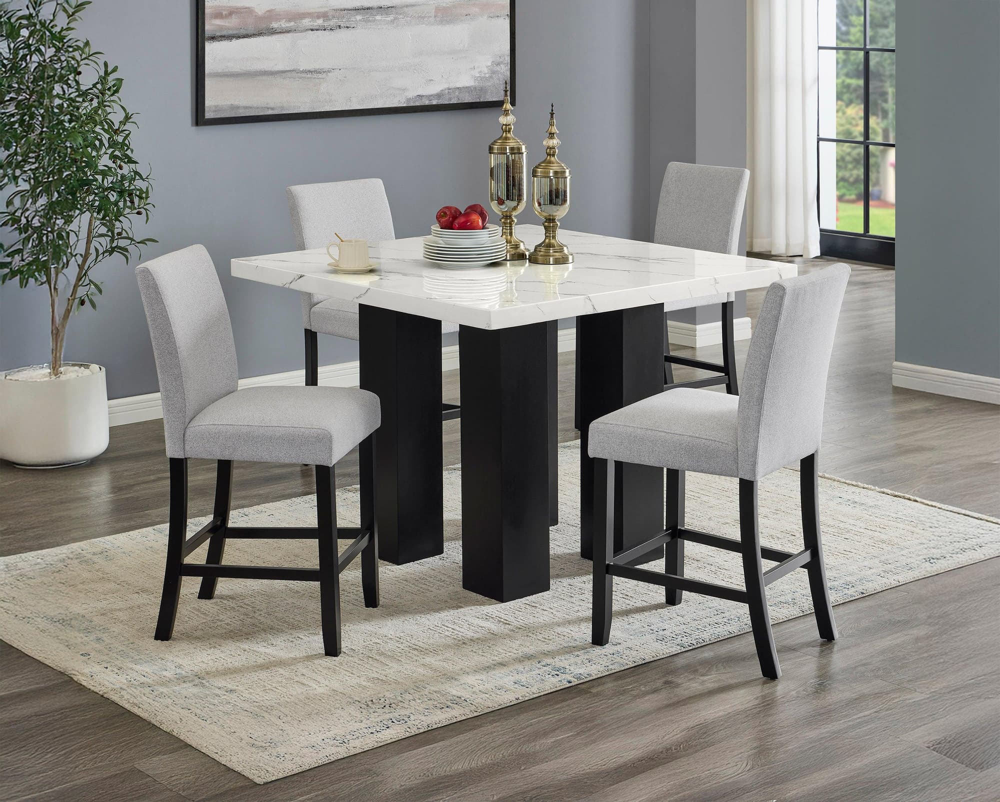 Parkside Black White Gray Counter Height Set - Image 1