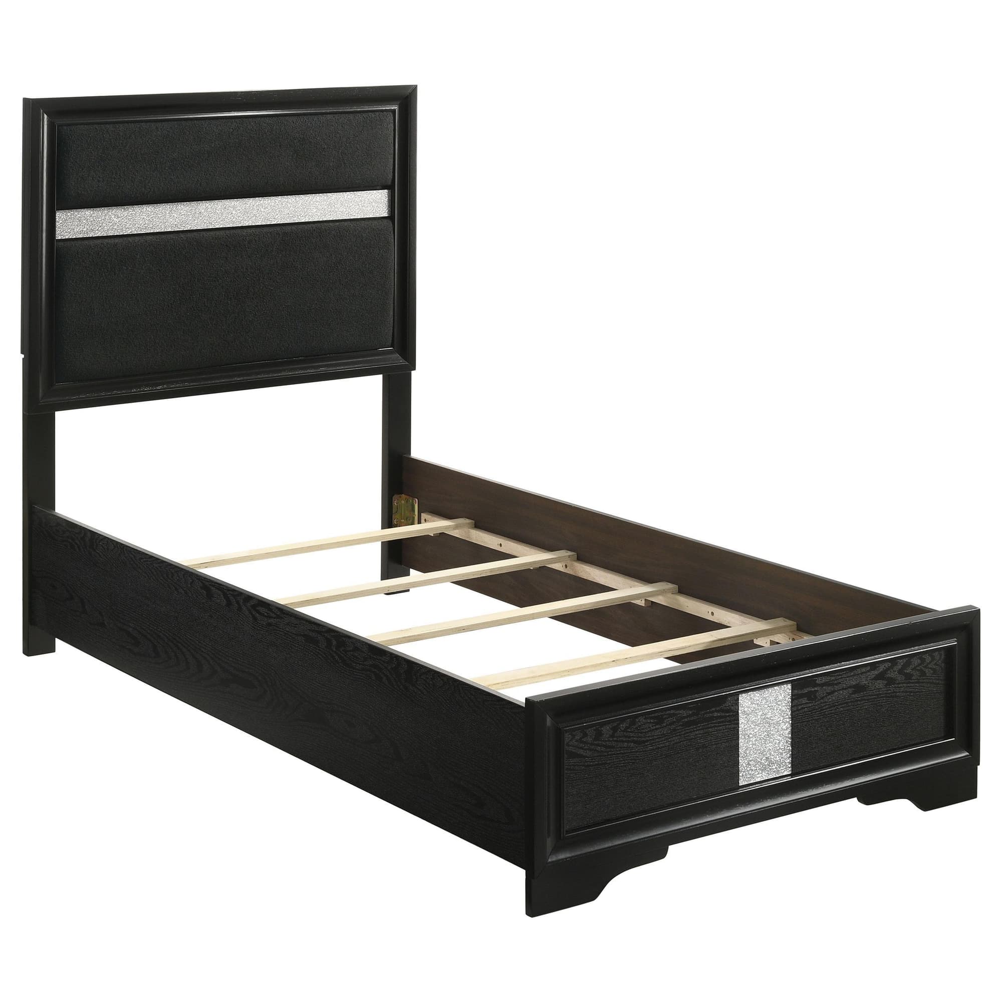 Miranda 54-inch Upholstered Twin Panel Bed Black - Image 1