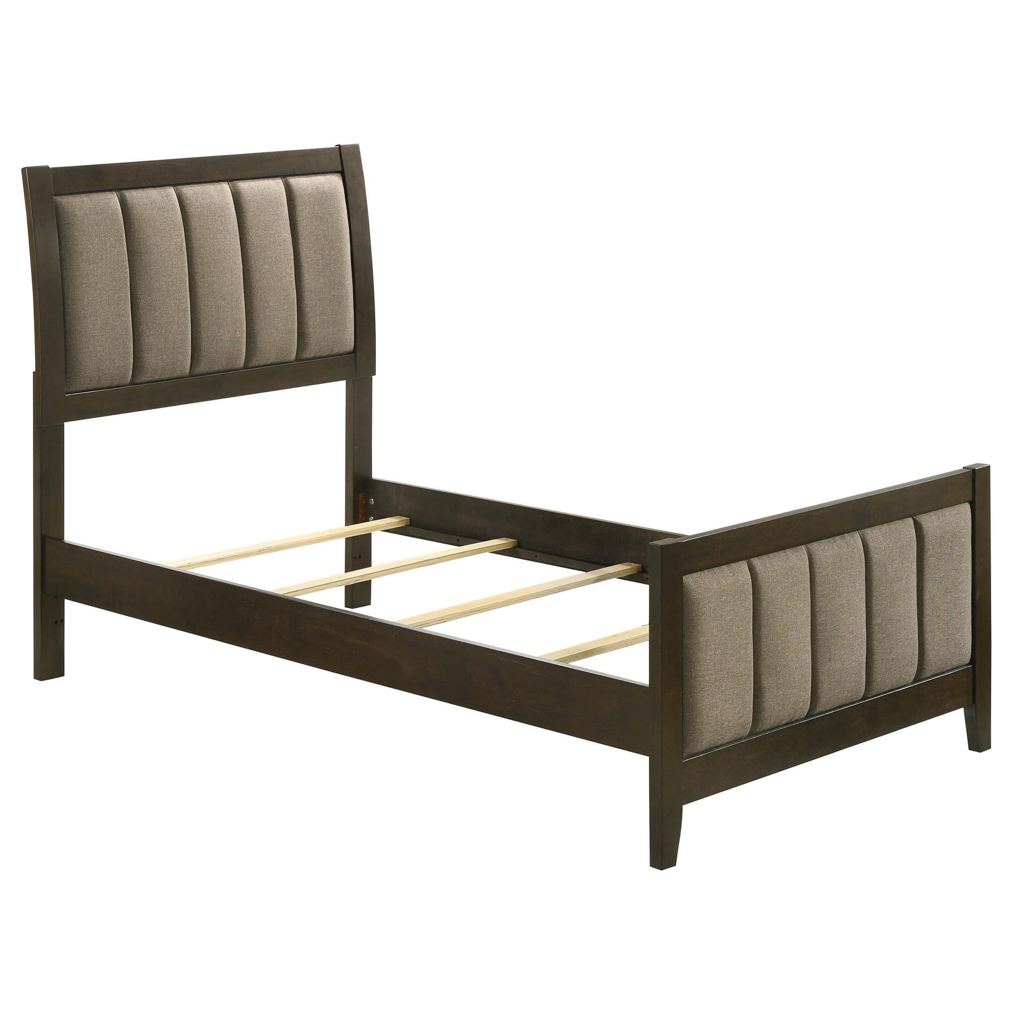Wilkes 51-inch Upholstered Twin Bed Dark Cocoa - Image 1