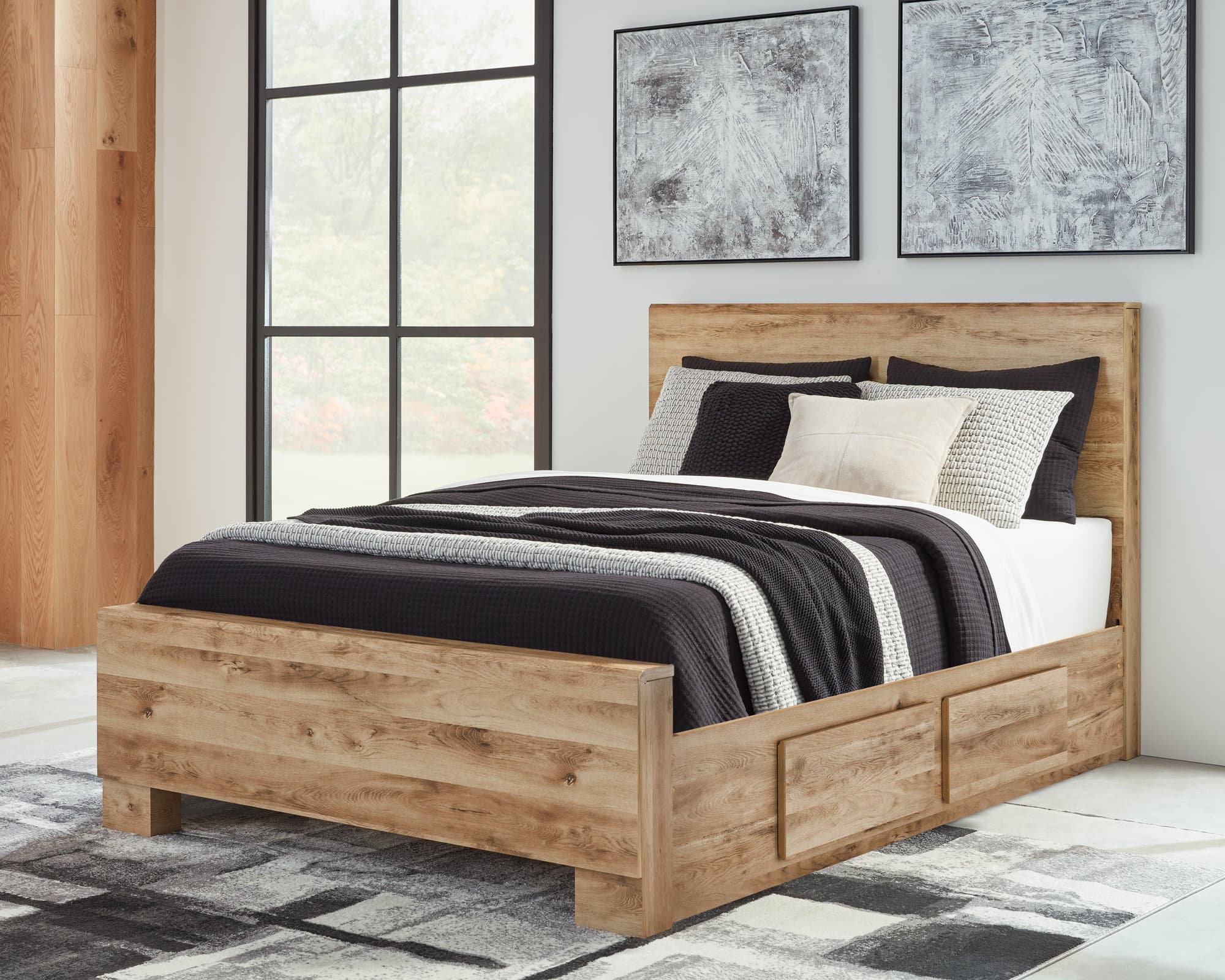 Hyanna Tan Brown Queen Panel Bed With 2 Side Storage - Image 1