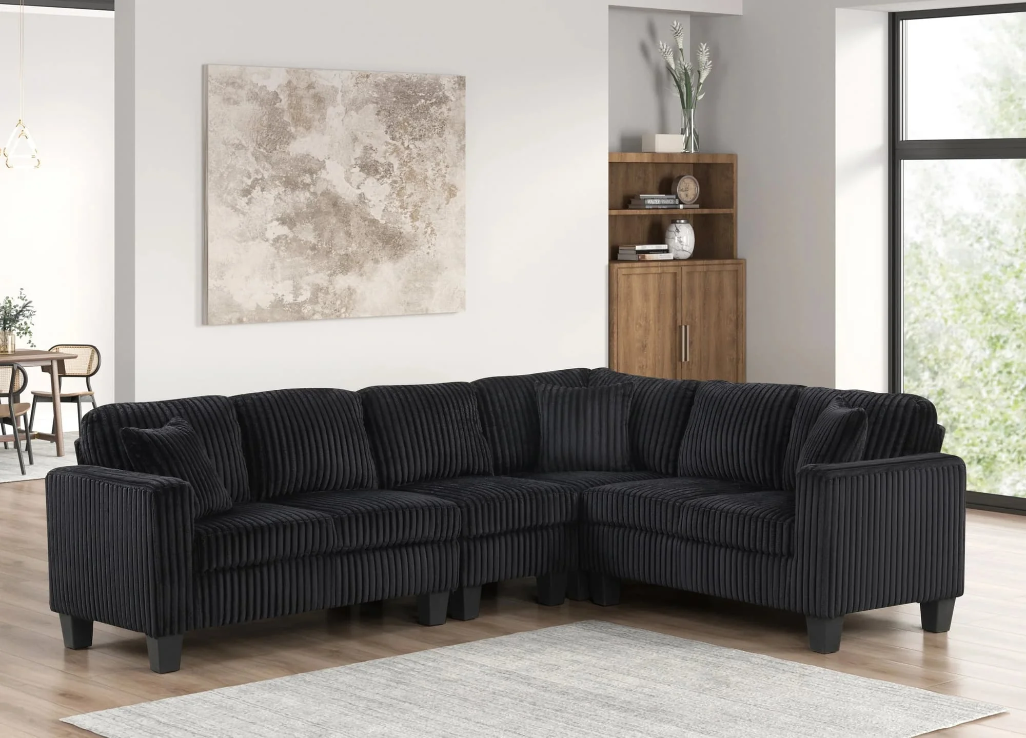 Logan Onyx Cords Reversible Sectional - Image 1