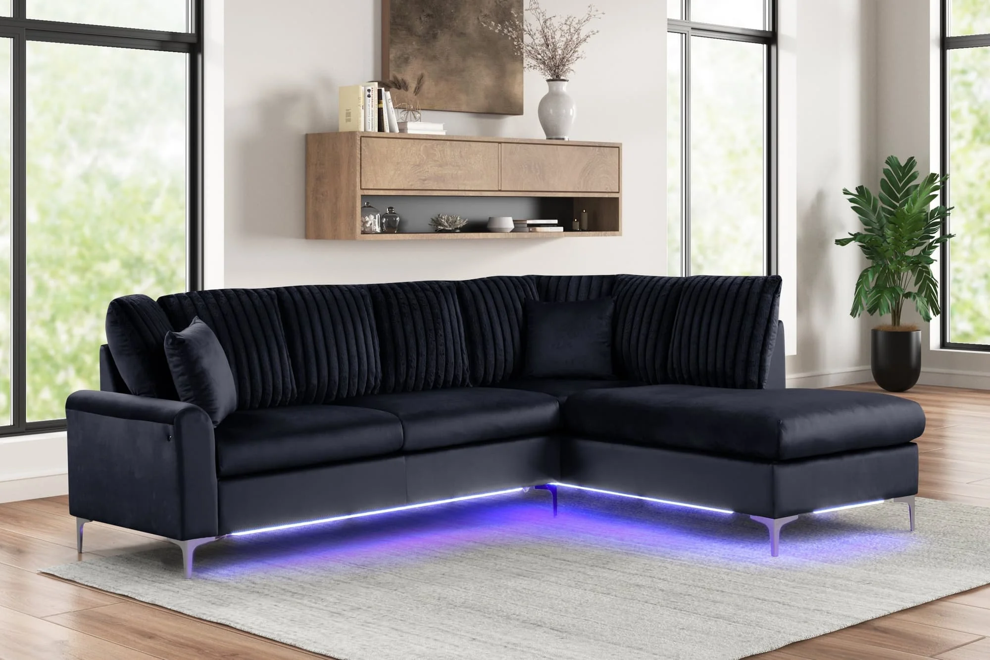 Candy Black Sectional w LED - Image 1
