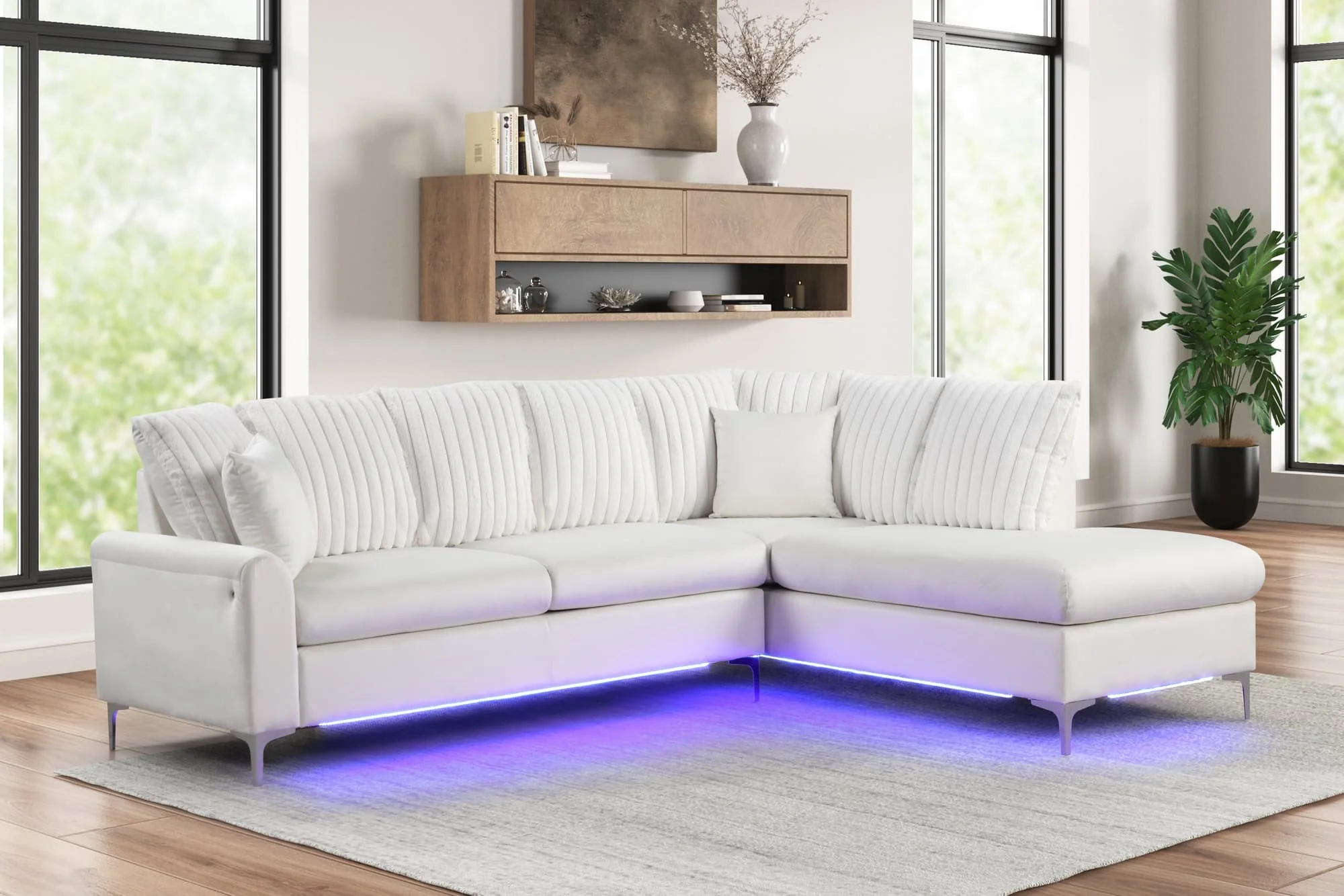 Candy Beige Sectional w LED - Image 1
