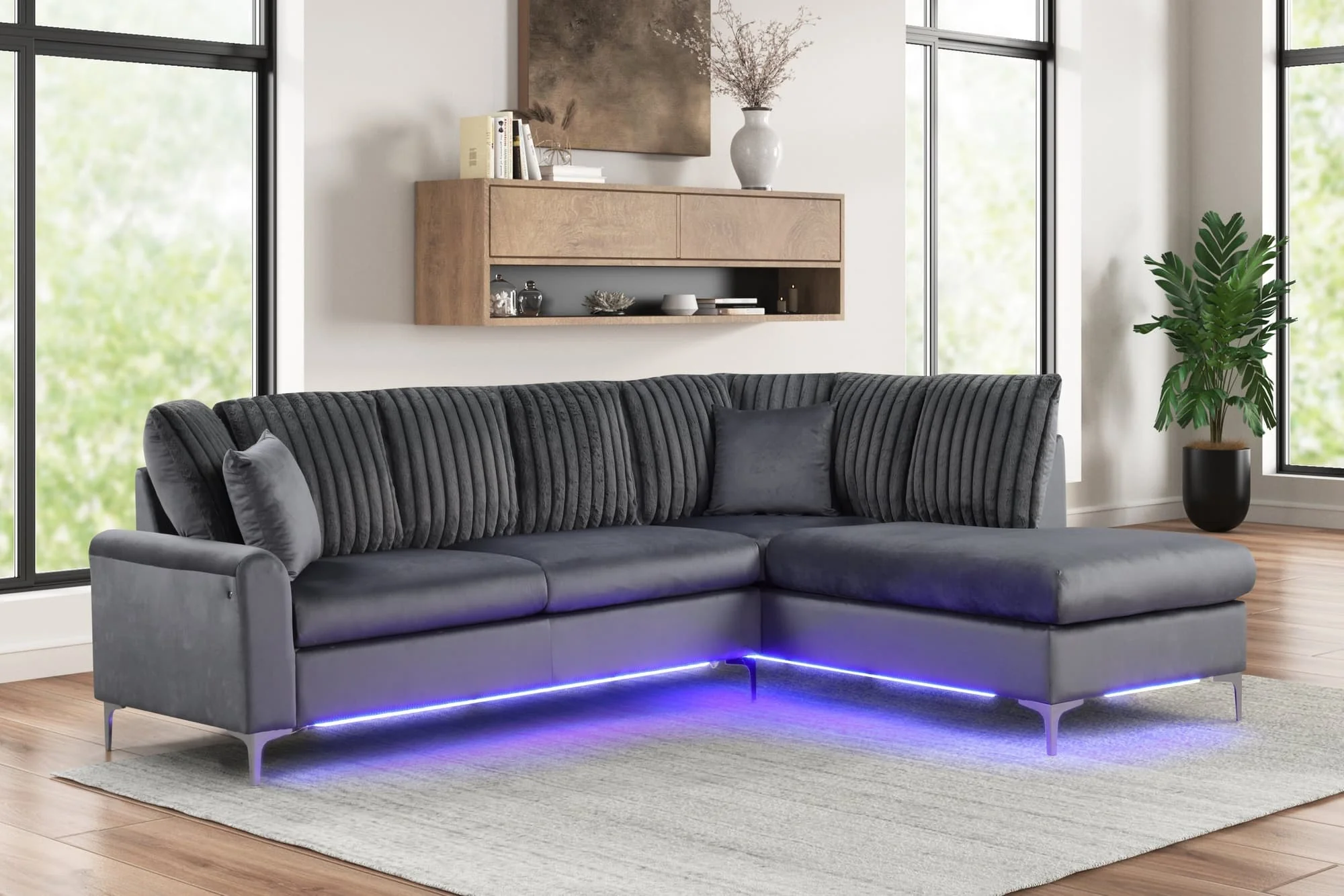 Candy Charcoal Sectional w LED - Image 1
