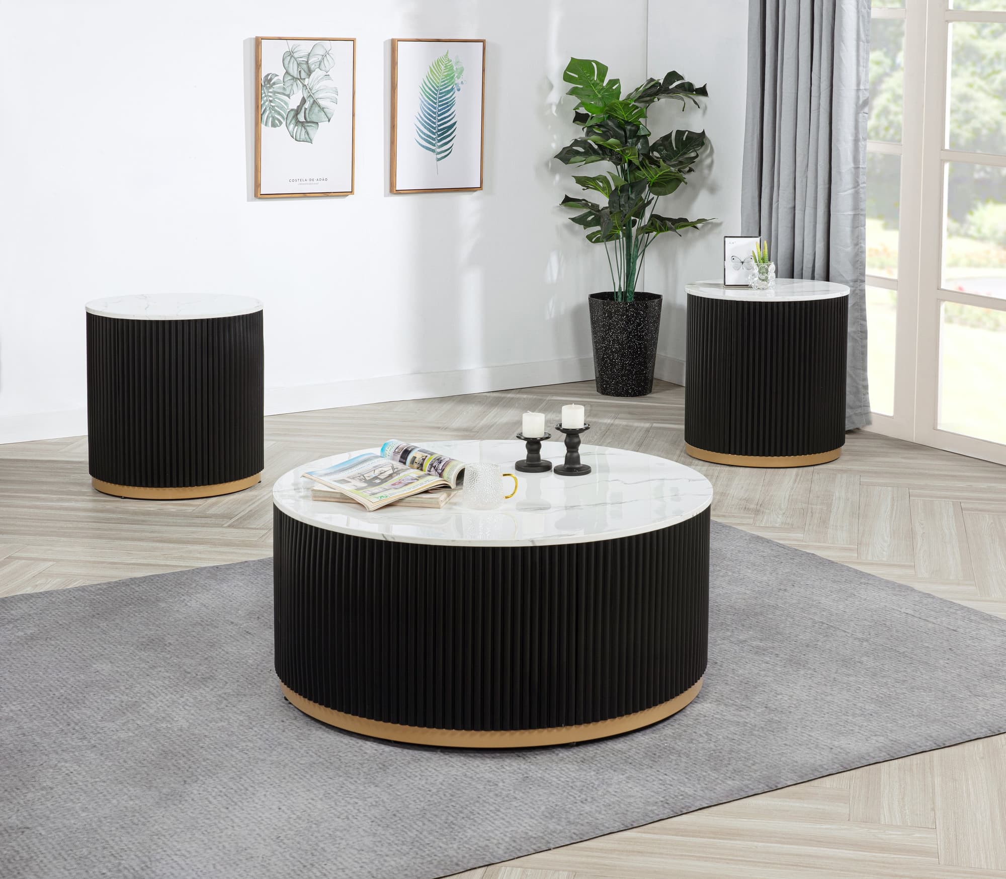 Kara Black Coffee Table Set - Image 1