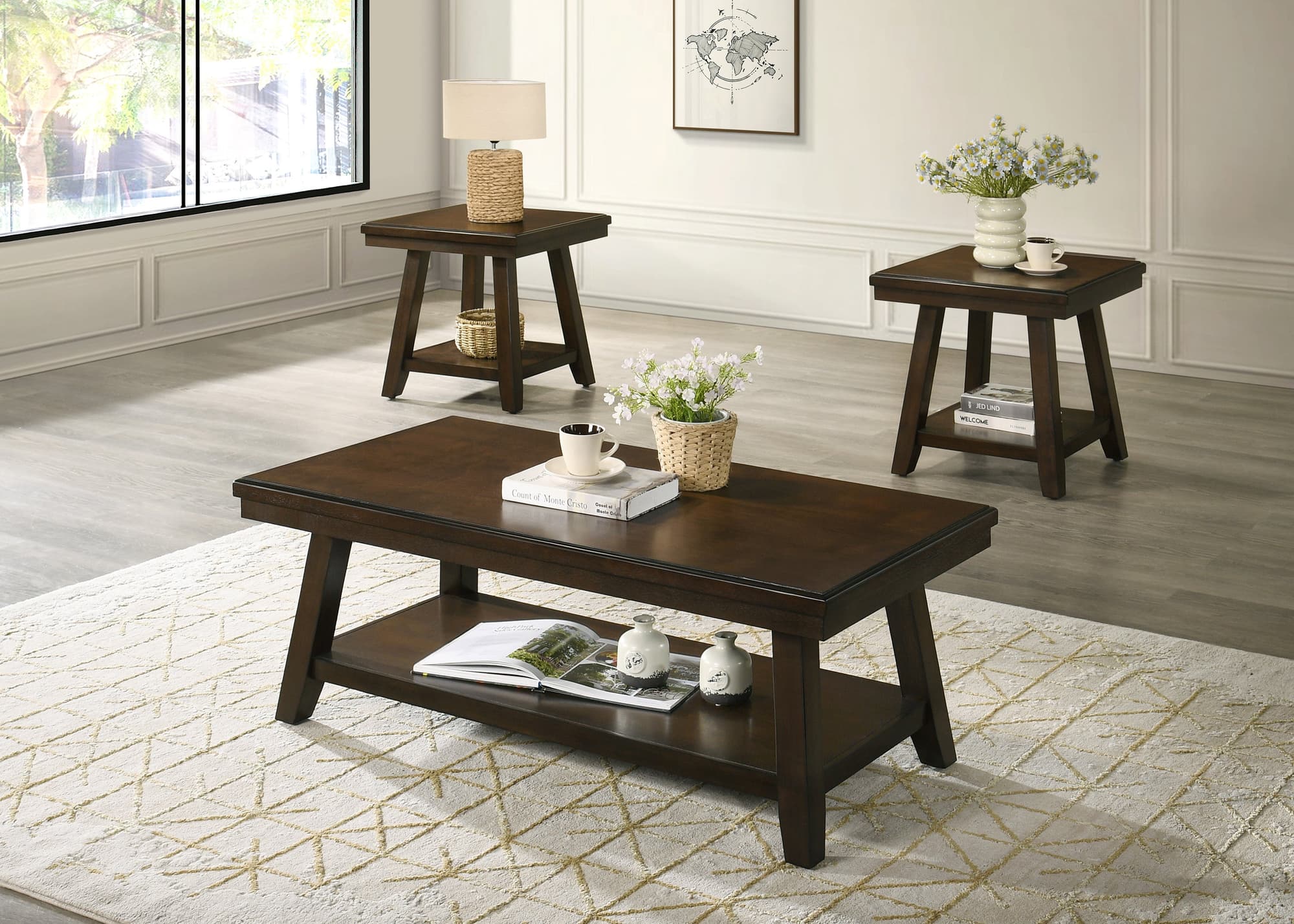 Brady Brown Coffee Table Set - Image 1