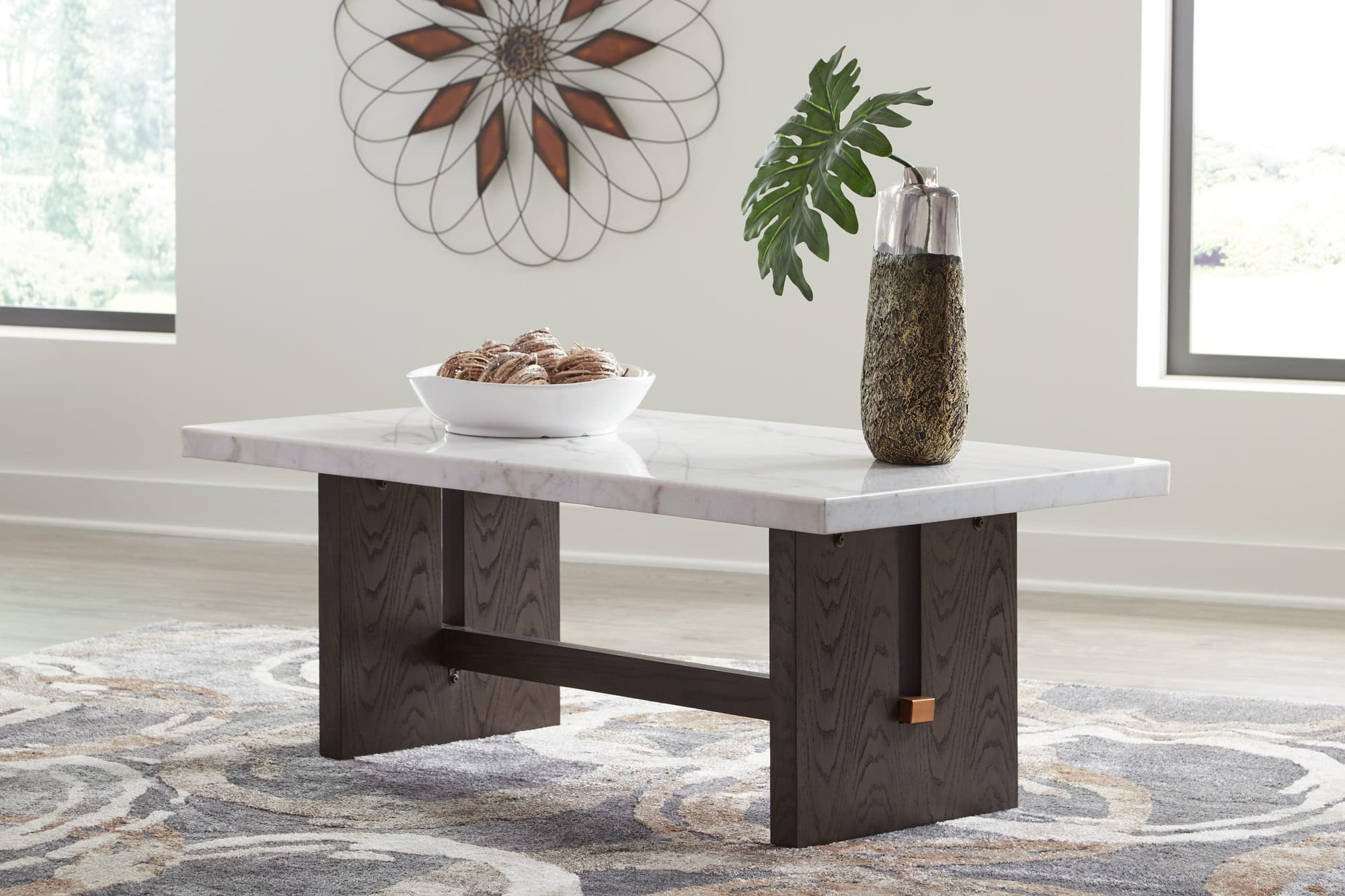Burkhaus White Dark Brown Coffee Table
