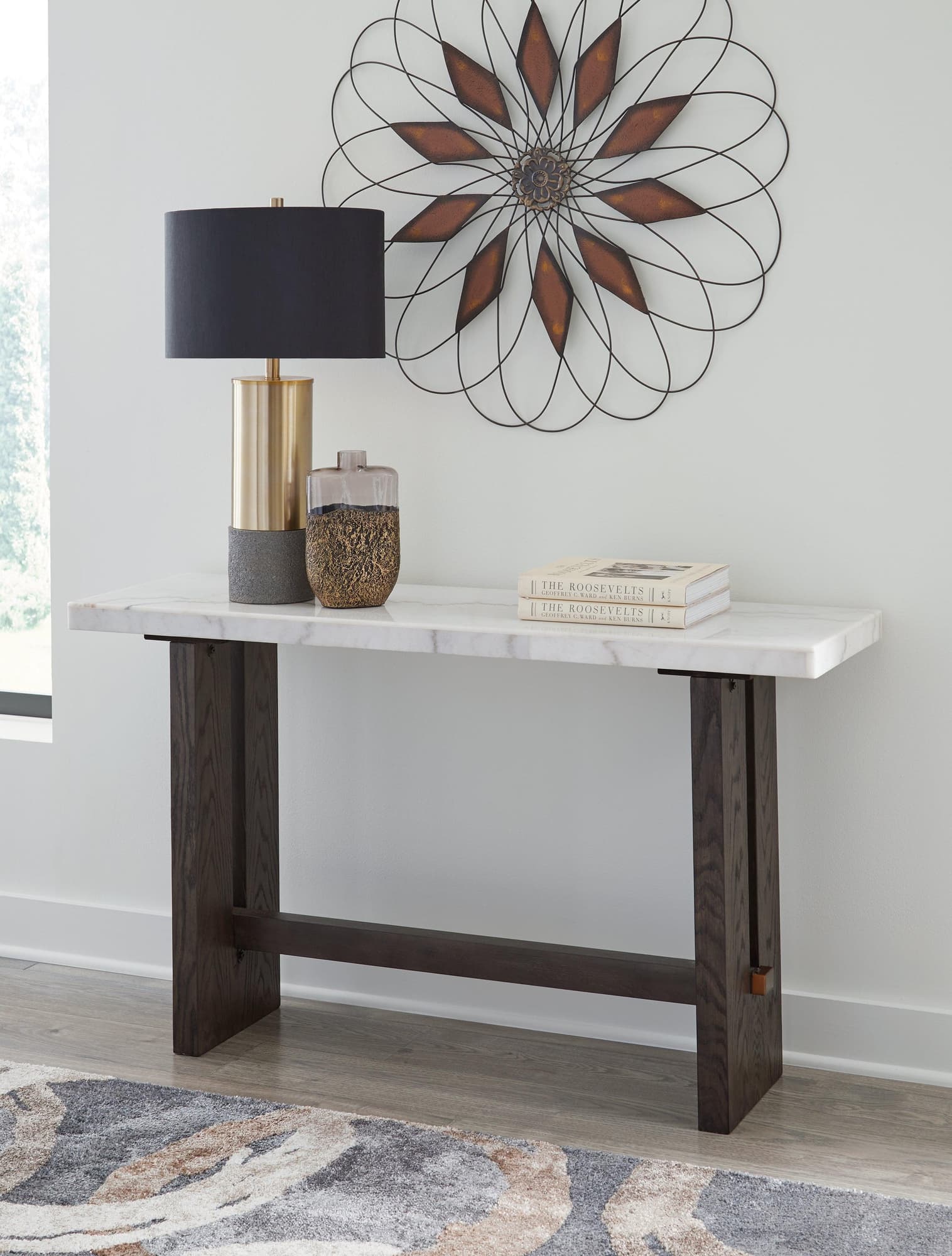 Burkhaus White Dark Brown Sofa Table