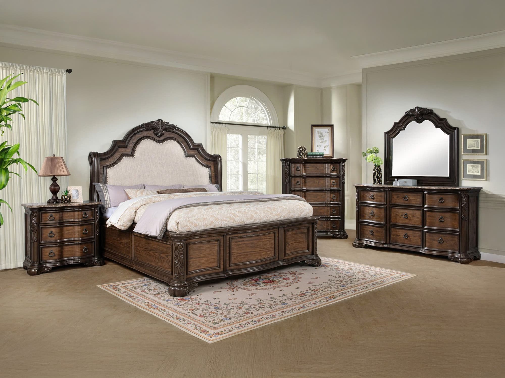Ludwig Brown Upholstered Panel Bedroom Set - Image 1