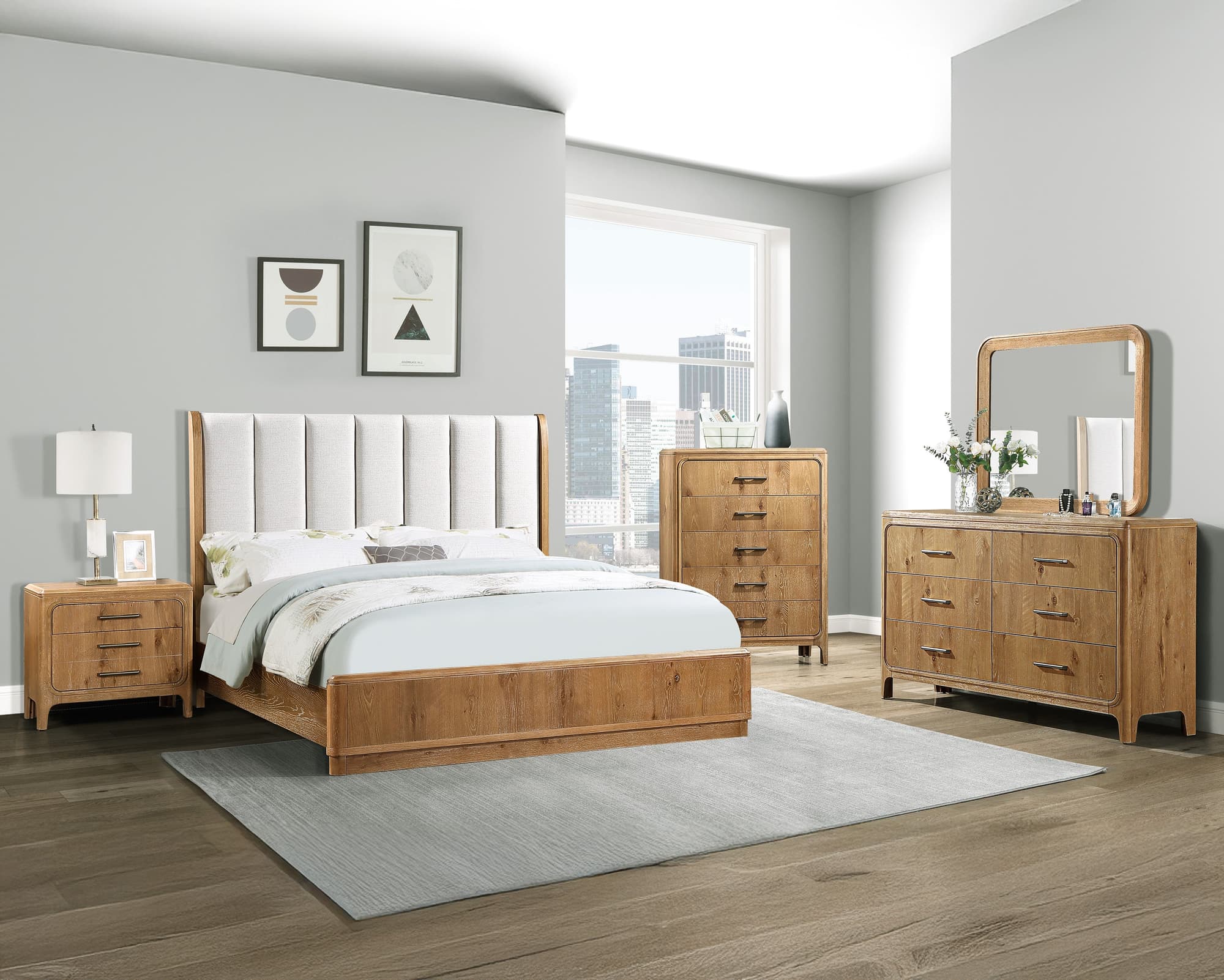 Westcott Natural Upholstered Panel Bedroom Set - Image 1