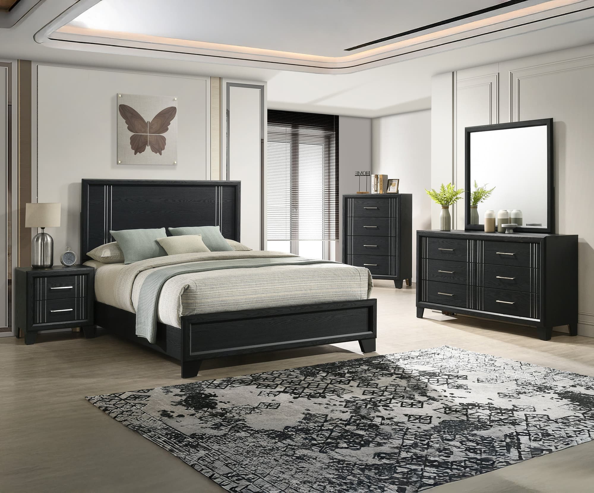 Charlie Charcoal Panel Bedroom Set - Image 1