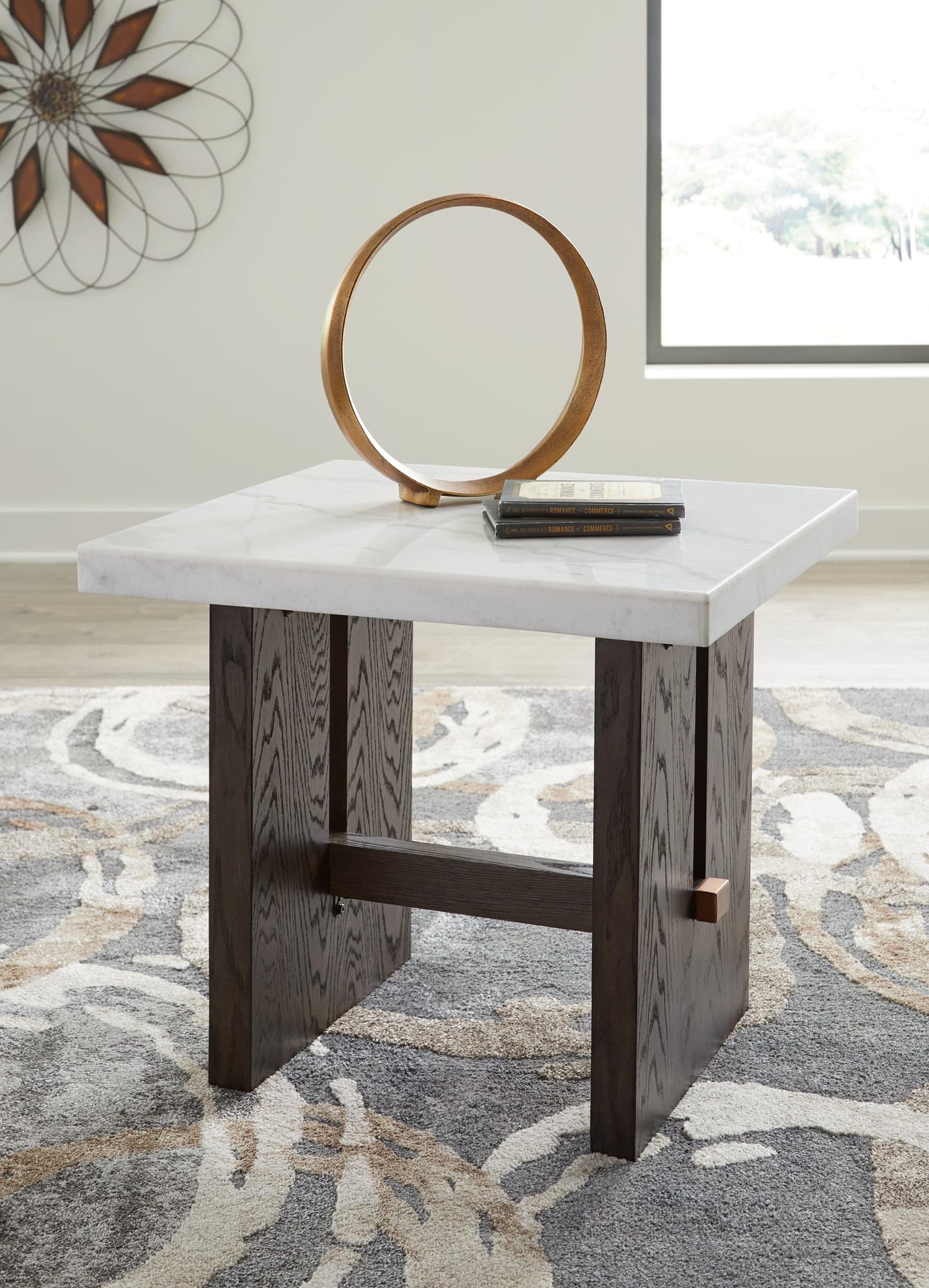 Burkhaus White Dark Brown End Table