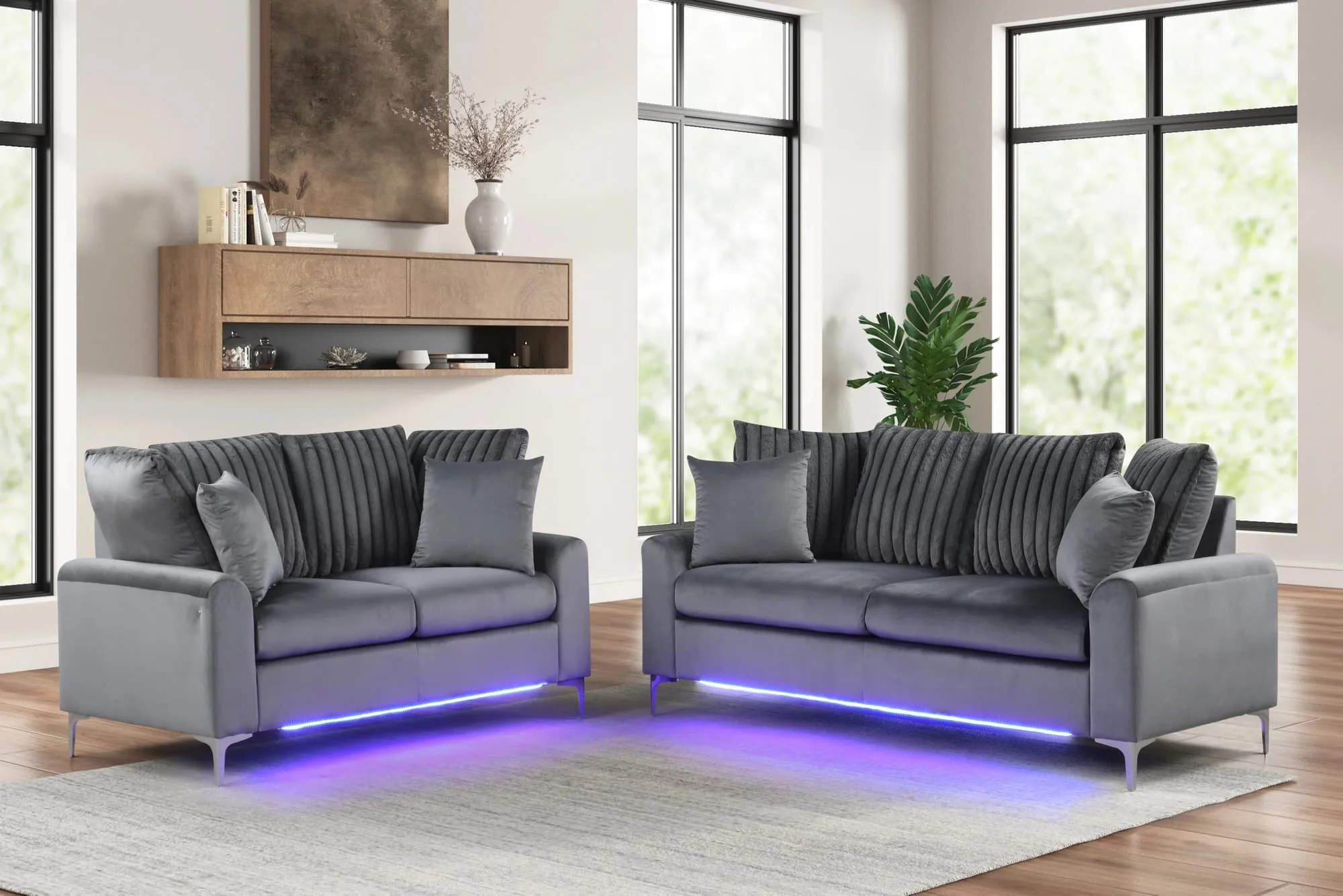 Celina Charcoal 2-Piece Sofa & Loveseat Set - Image 1