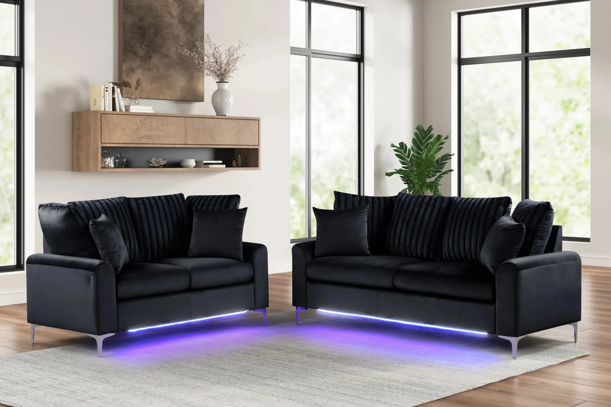 Celina Black 2-Piece Sofa & Loveseat Set - Image 1