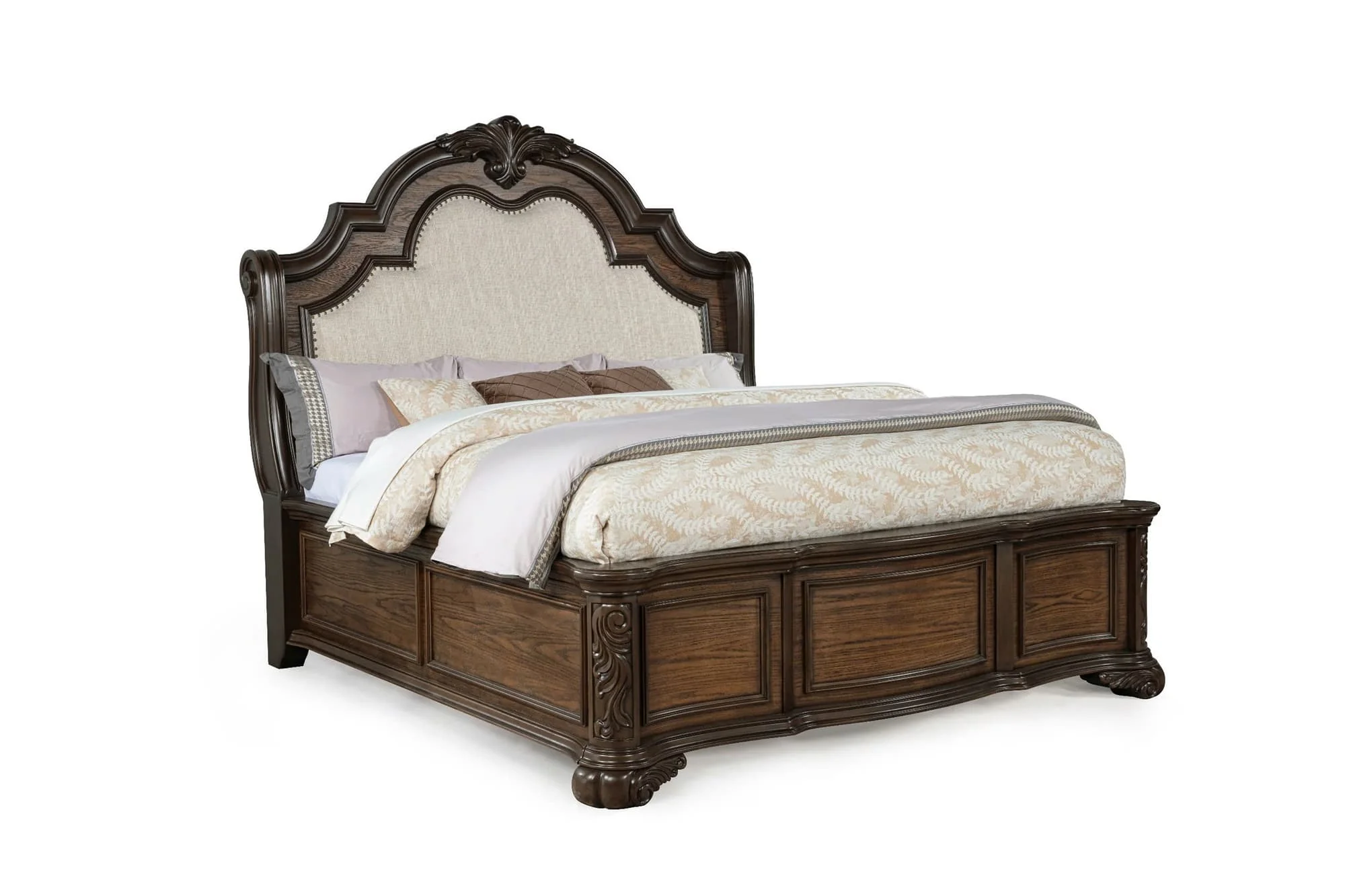 Ludwig Brown Upholstered Panel Queen Bed - Image 1
