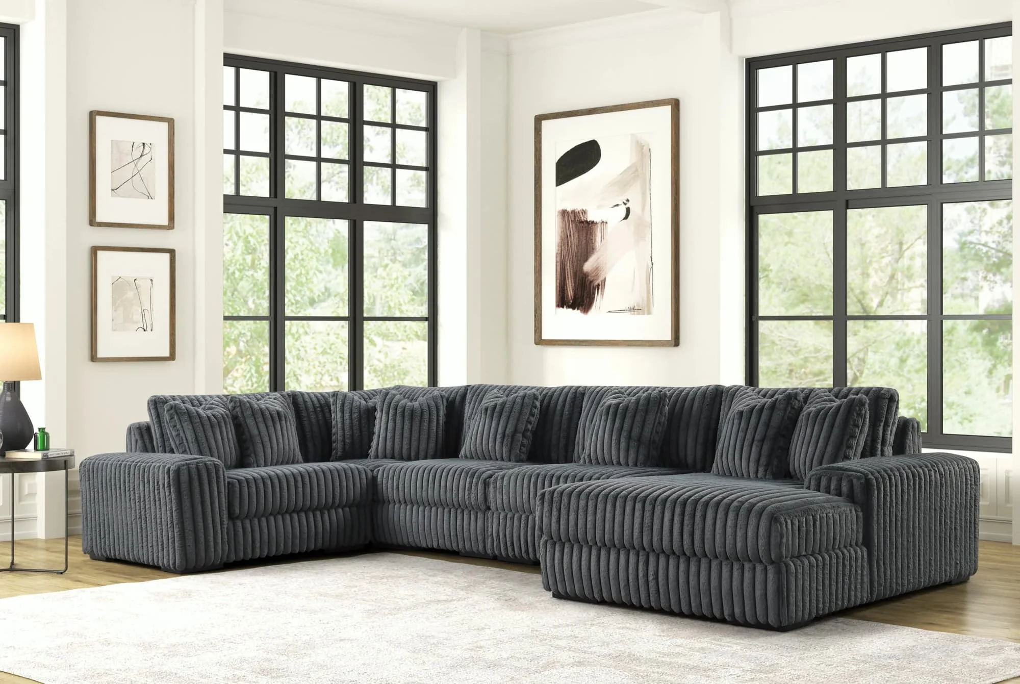 Seasons Charcoal 5-Piece Sectional - Image 1