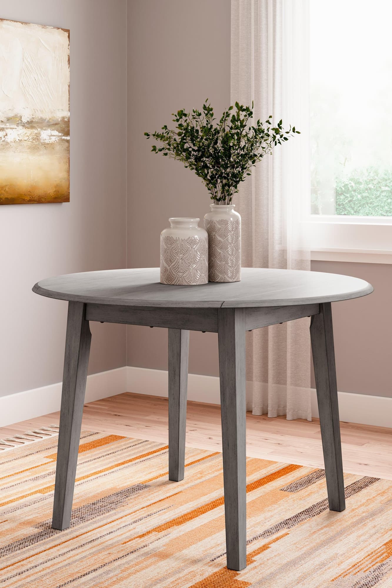 Shullden Gray Drop Leaf Dining Table - Image 1