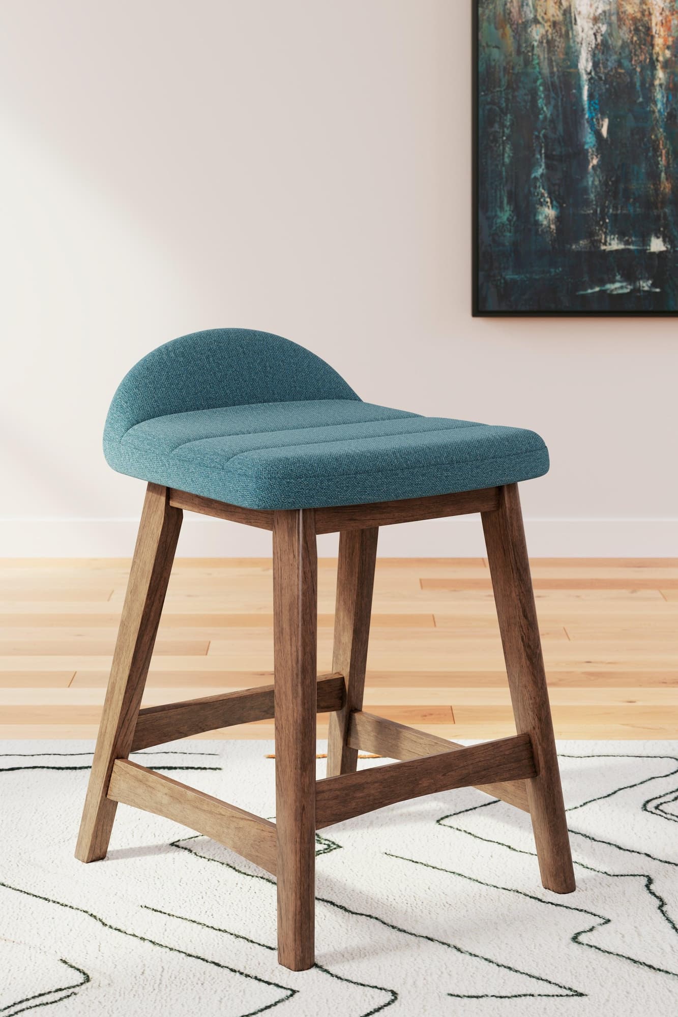 Lyncott Blue Brown Counter Height Bar Stool - Image 1