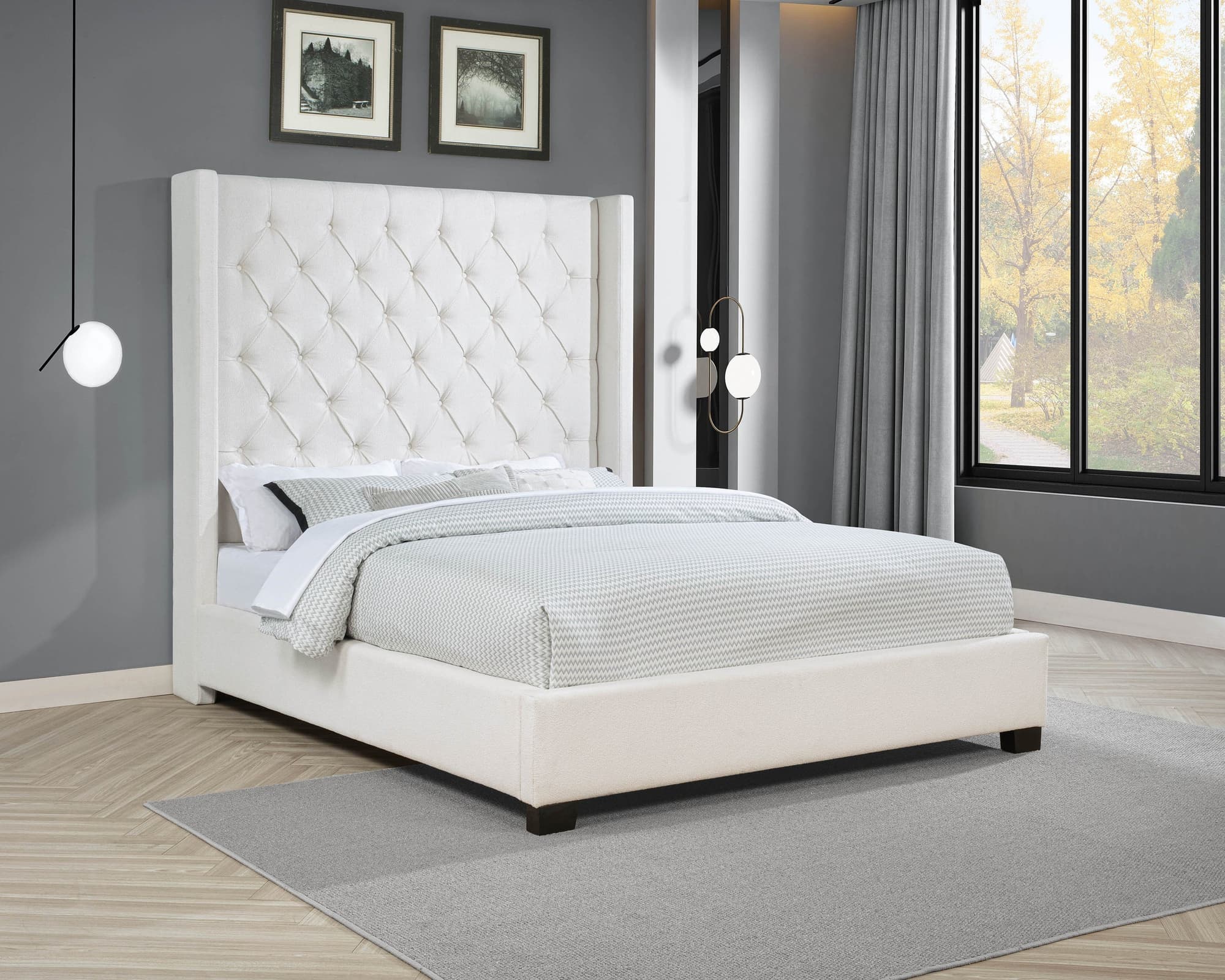 Henri Ivory 6Ft Upholstered Tufted Queen Bed - Image 1